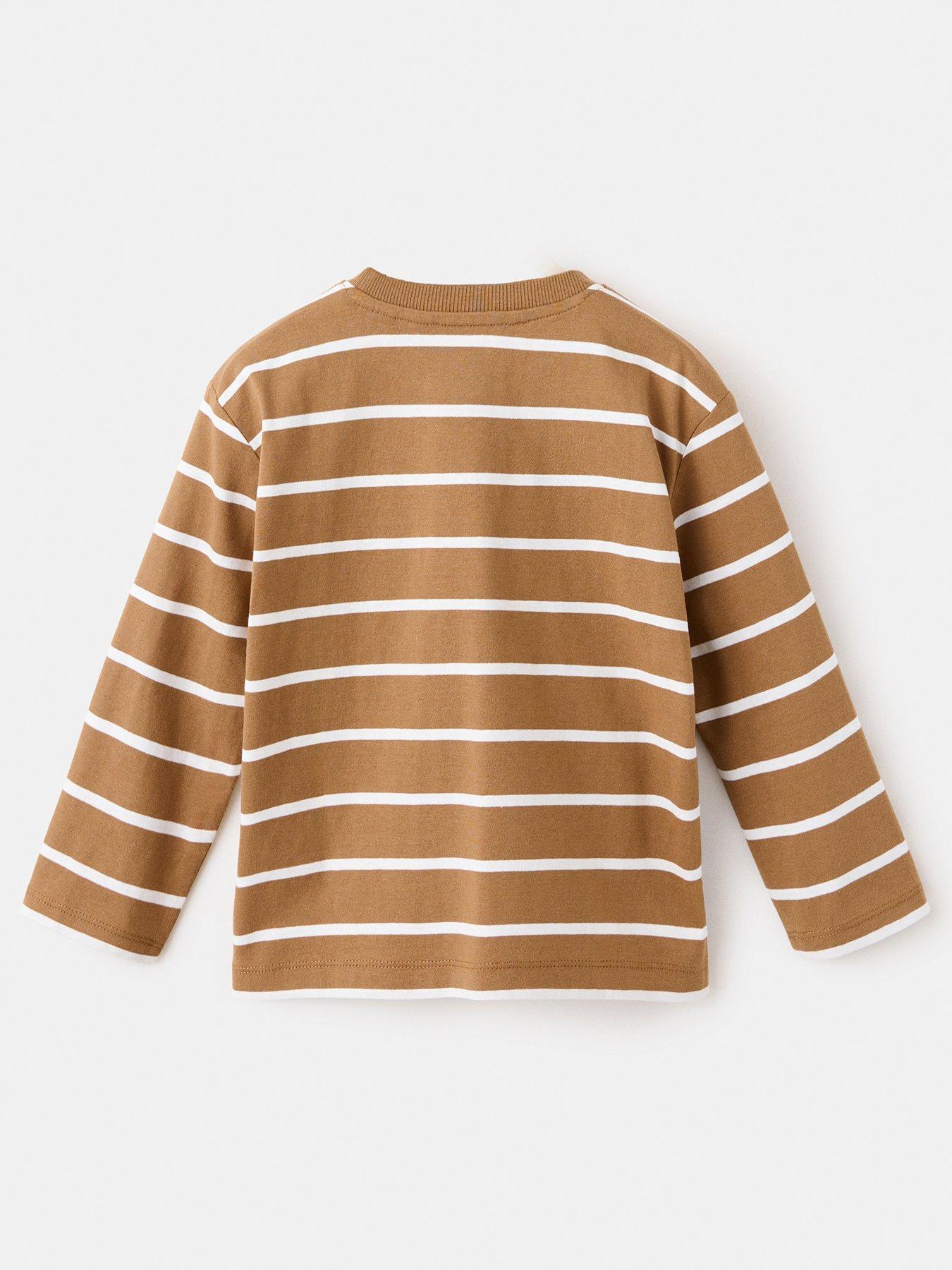 Image 3 of 7 of Mango Boys Stripe Long Sleeve T-Shirt - Brown