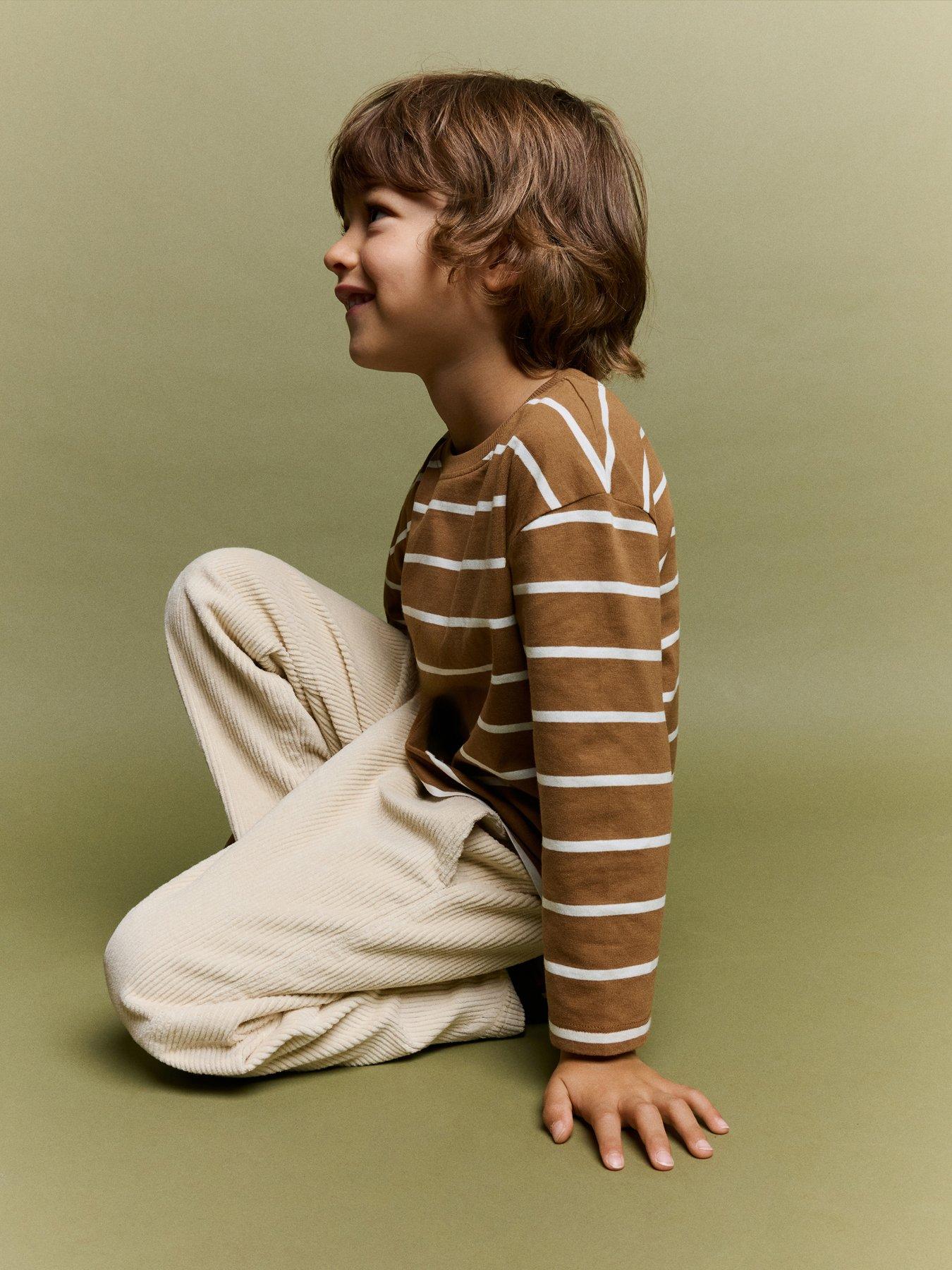 Image 7 of 7 of Mango Boys Stripe Long Sleeve T-Shirt - Brown