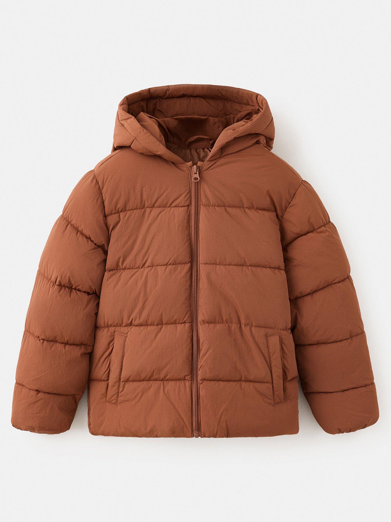 Image 2 of 5 of Mango Boys Padded Hooded Zip-Through Puffer Coat - Dark Orange