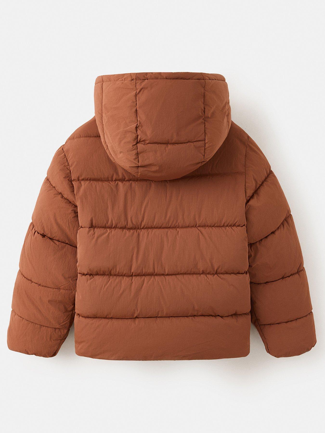 Image 3 of 5 of Mango Boys Padded Hooded Zip-Through Puffer Coat - Dark Orange
