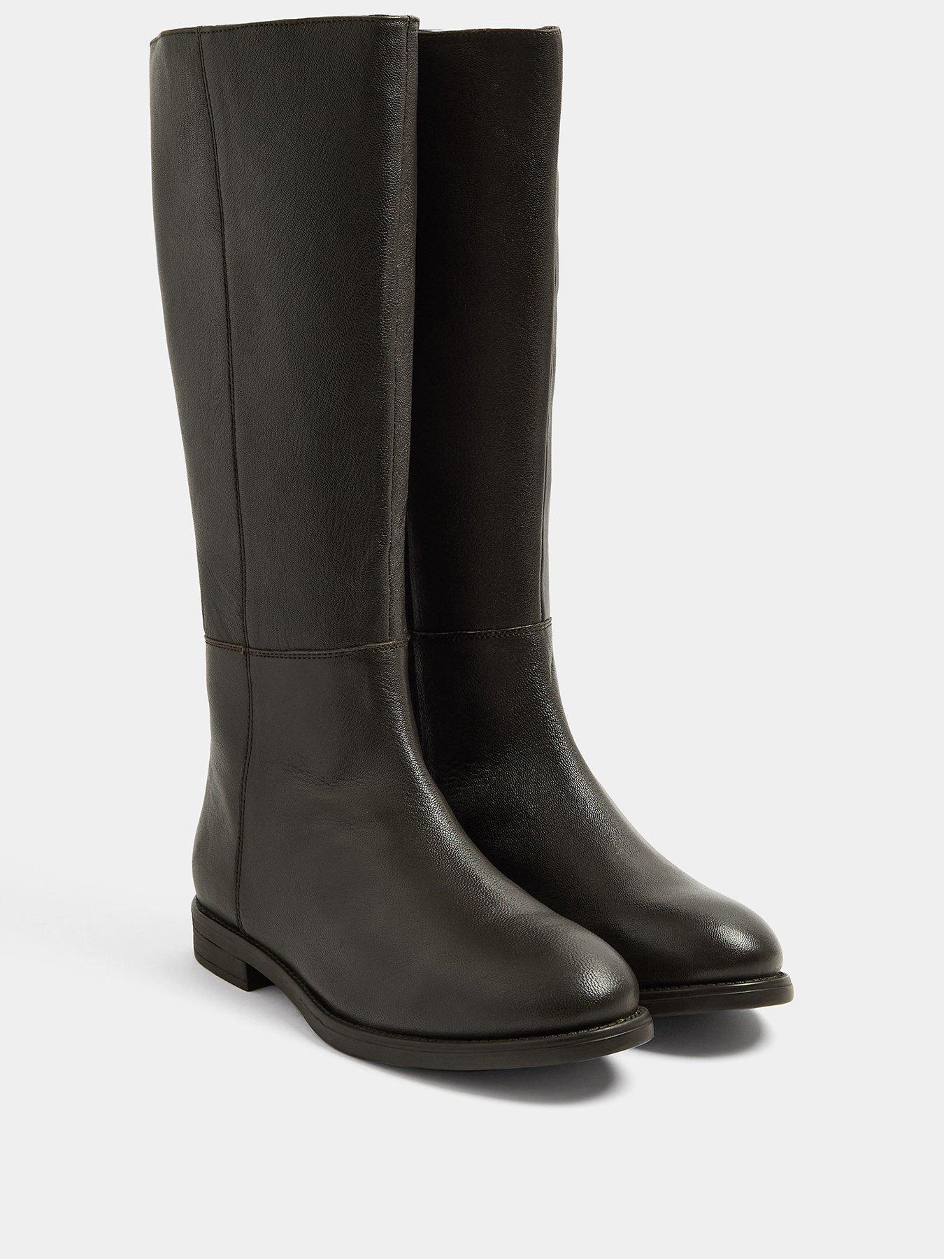 Image 2 of 4 of Yours Womens Leather Rounded Toe Low Heel Knee High Boots - Brown
