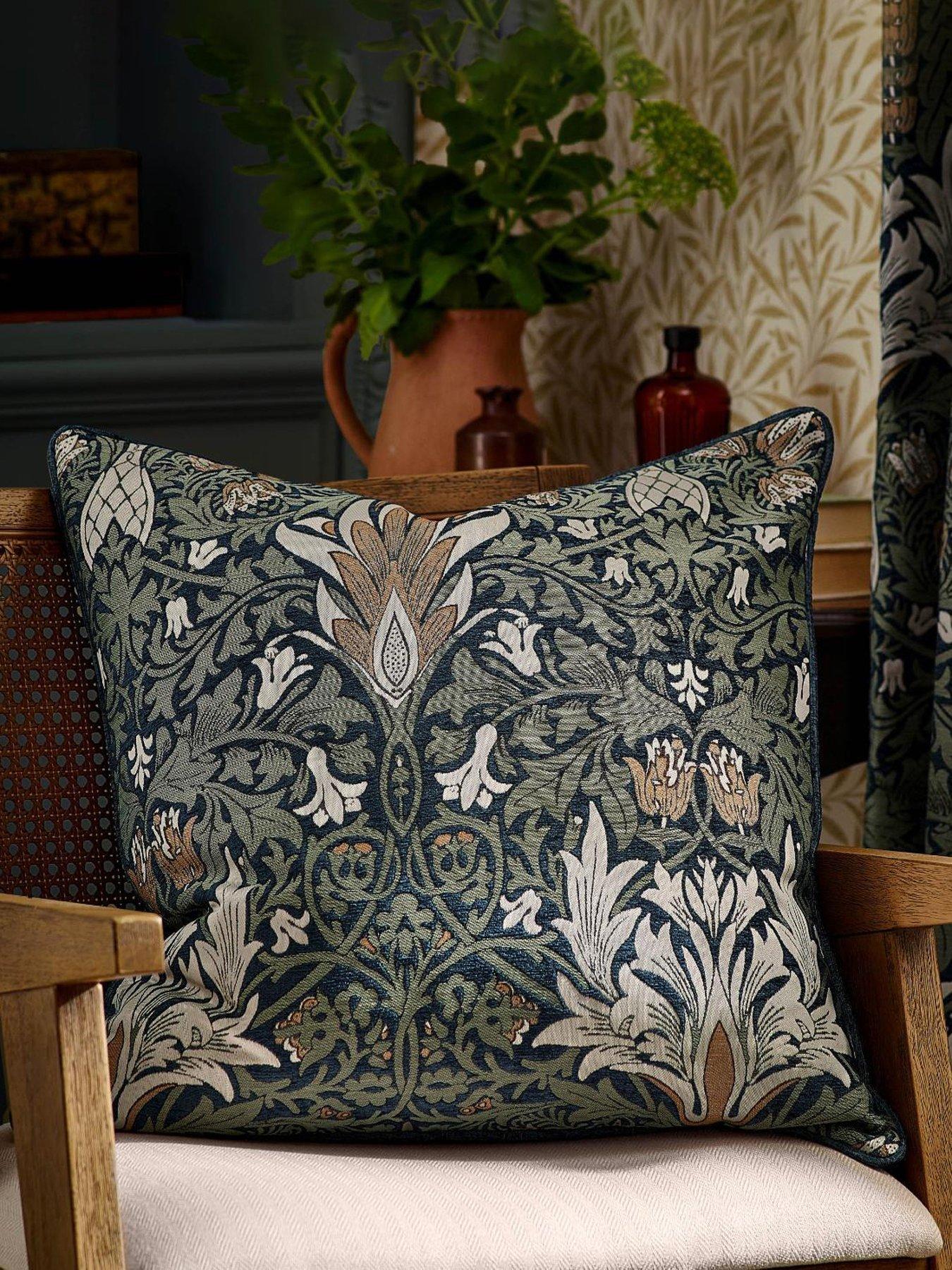 Image 1 of 6 of Morris & Co SNAKESHEAD 55X55 FEATHER RICH CUSHION INDIGO/LEAF GREEN