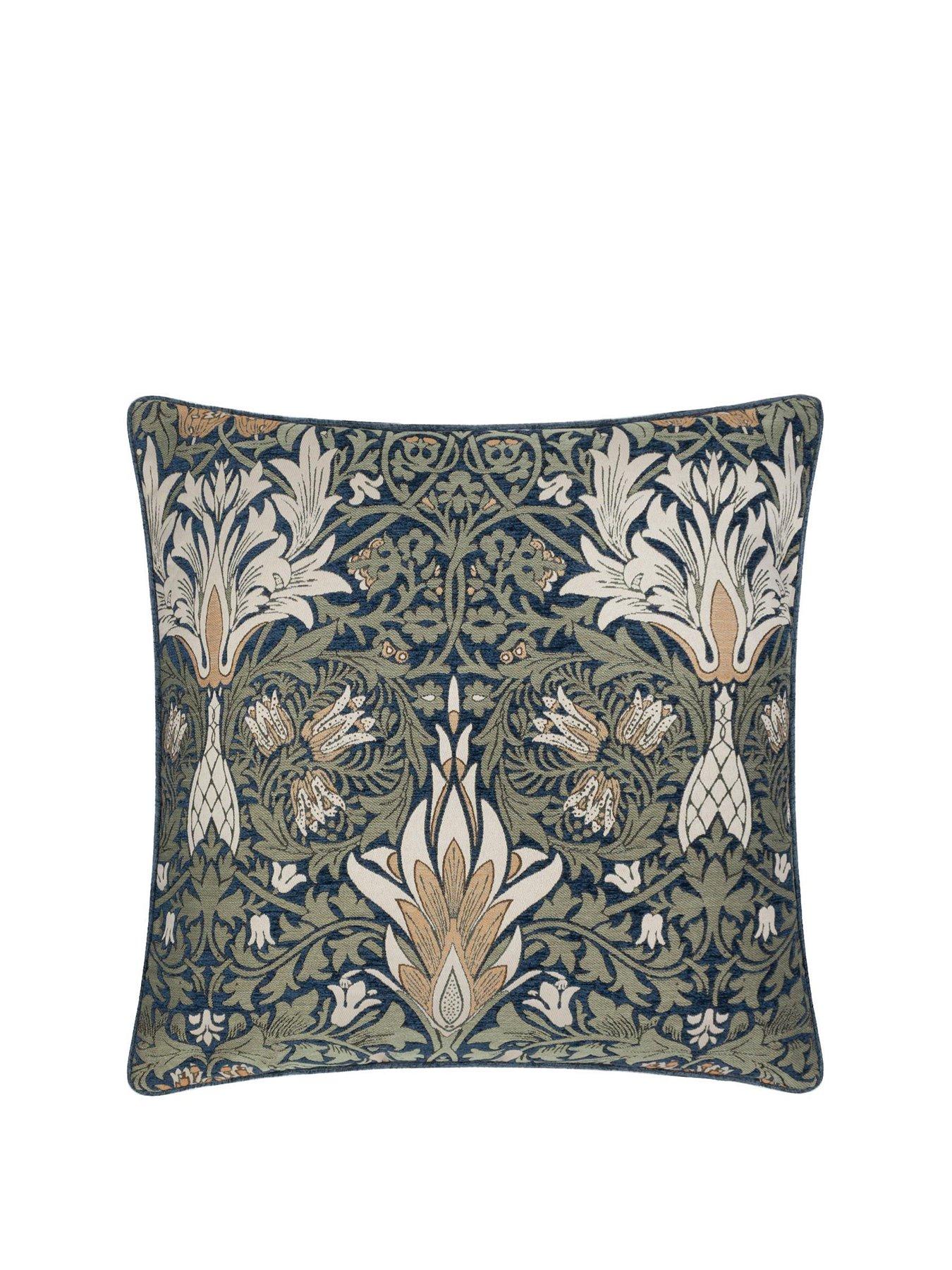 Image 2 of 6 of Morris & Co SNAKESHEAD 55X55 FEATHER RICH CUSHION INDIGO/LEAF GREEN