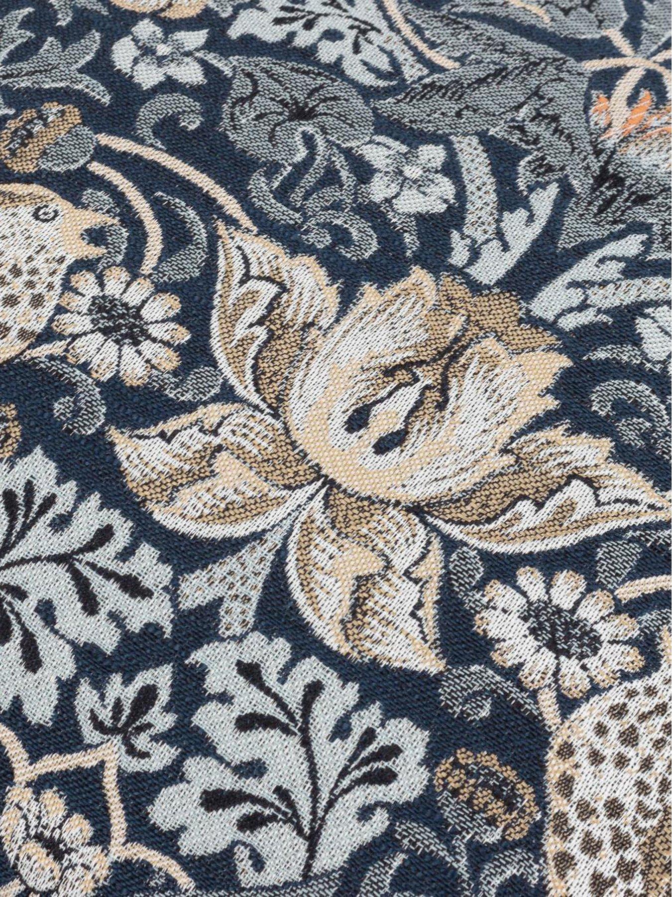 Image 3 of 5 of Morris & Co STRAWBERRY THIEF JACQUARD 55X55 FEATHER RICH CUSHION INDIGO