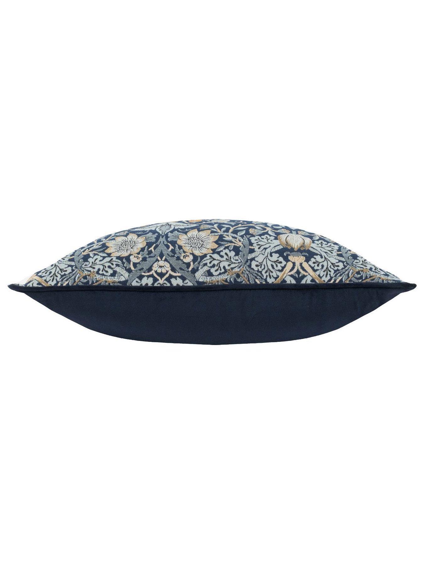 Image 4 of 5 of Morris & Co STRAWBERRY THIEF JACQUARD 55X55 FEATHER RICH CUSHION INDIGO