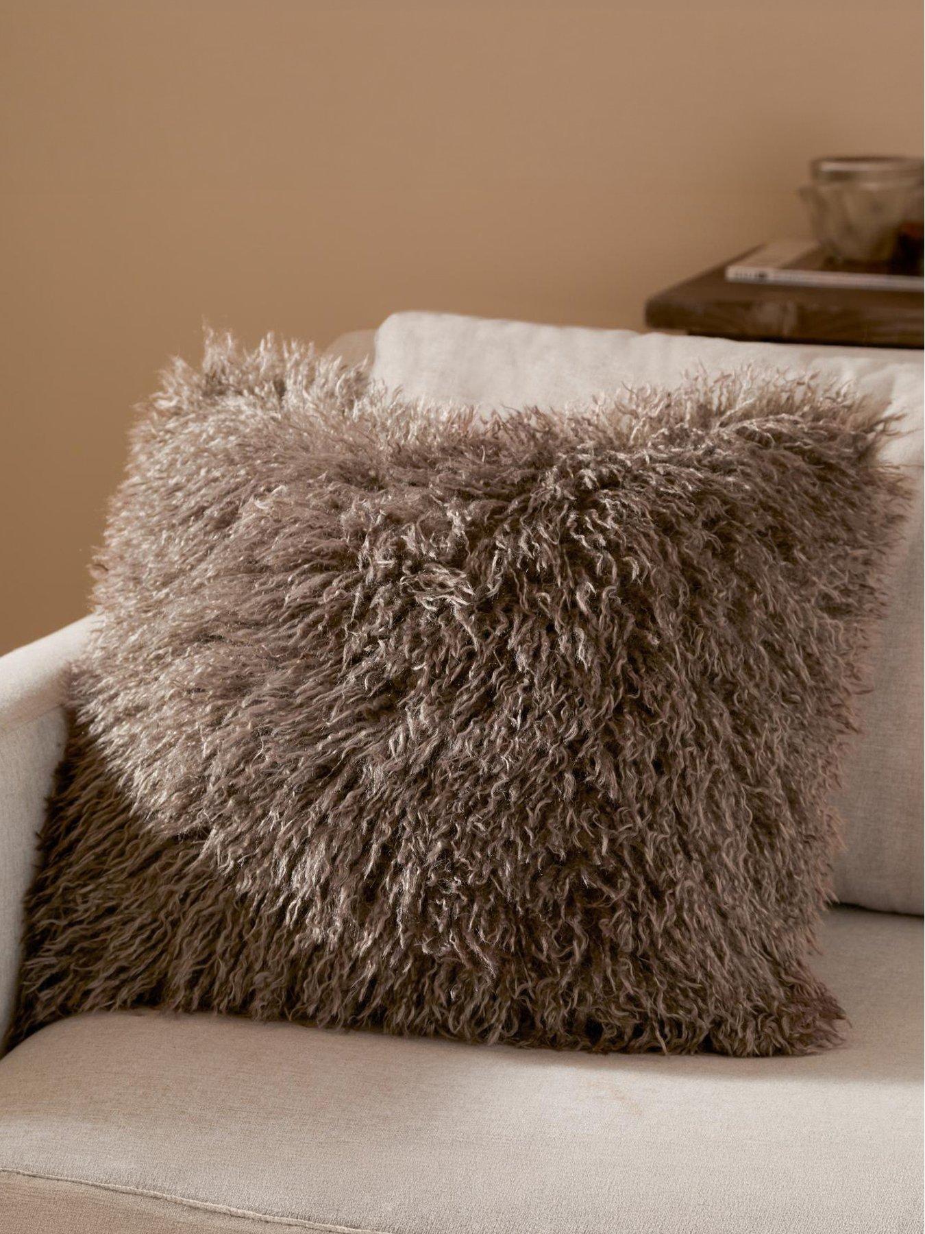 Furn Unisex Brown Rowan Faux Fur Cushion In | Size: 50Cm X 50Cm - Image 6