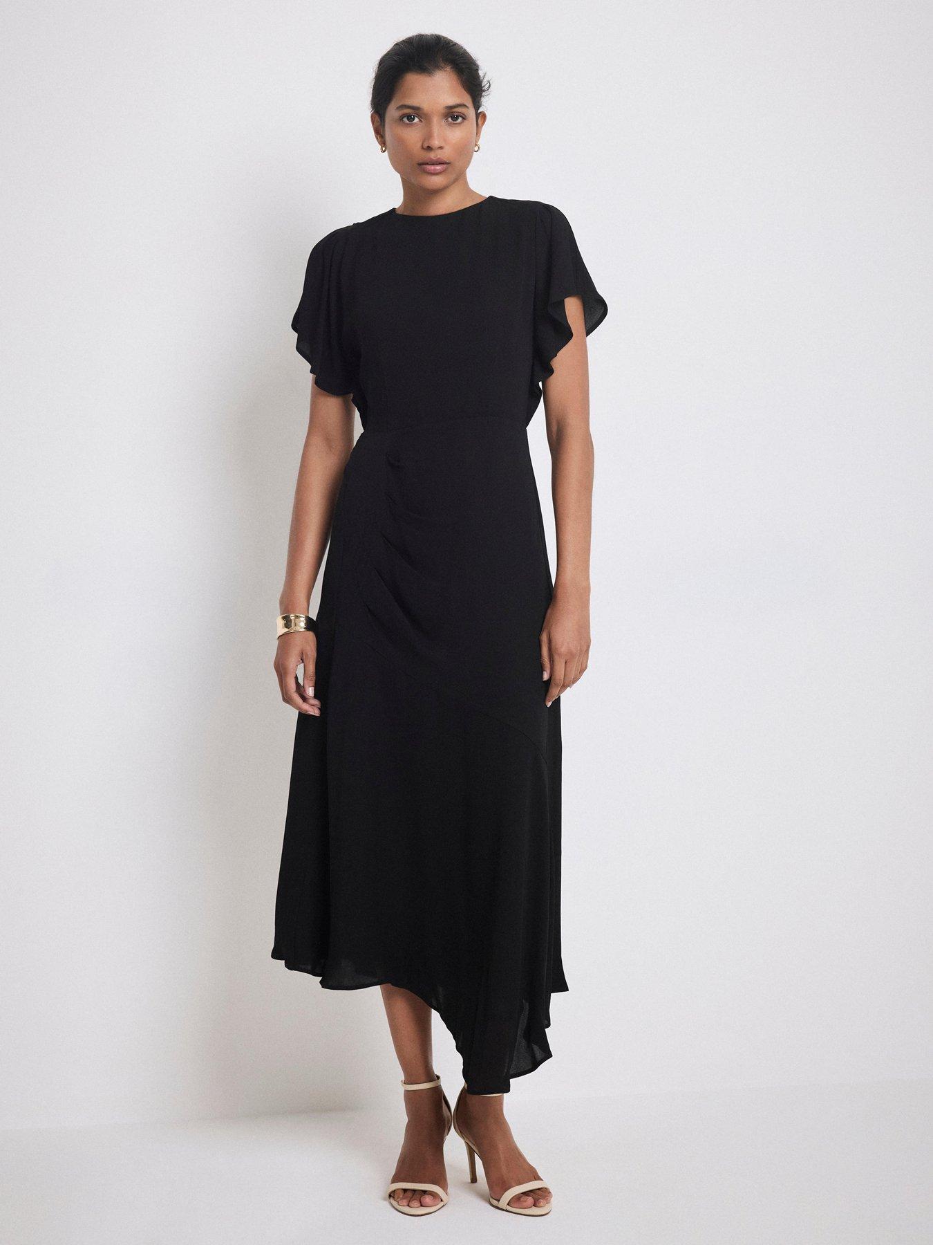 Image 4 of 6 of Mint Velvet Draped Midi Dress - Black