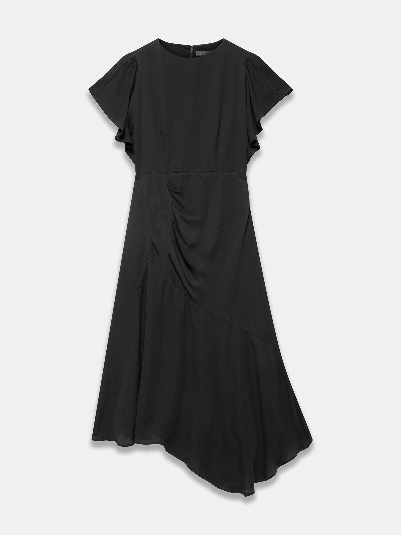 Image 5 of 6 of Mint Velvet Draped Midi Dress - Black