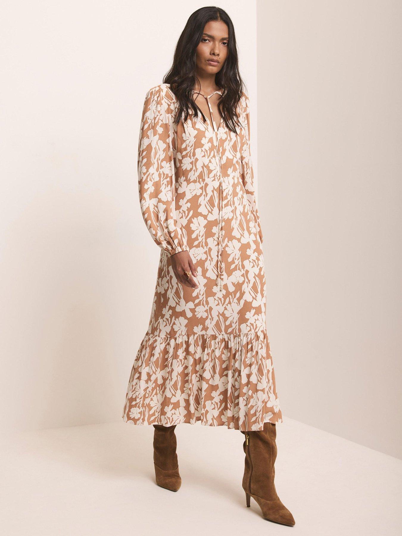 cream floral print rye midi dress product info and reviews Mint Velvet Pleat - Buy Burgundy Sueded Flounce Size:9-10 years SCOOP Floral tie the dress incorporates a