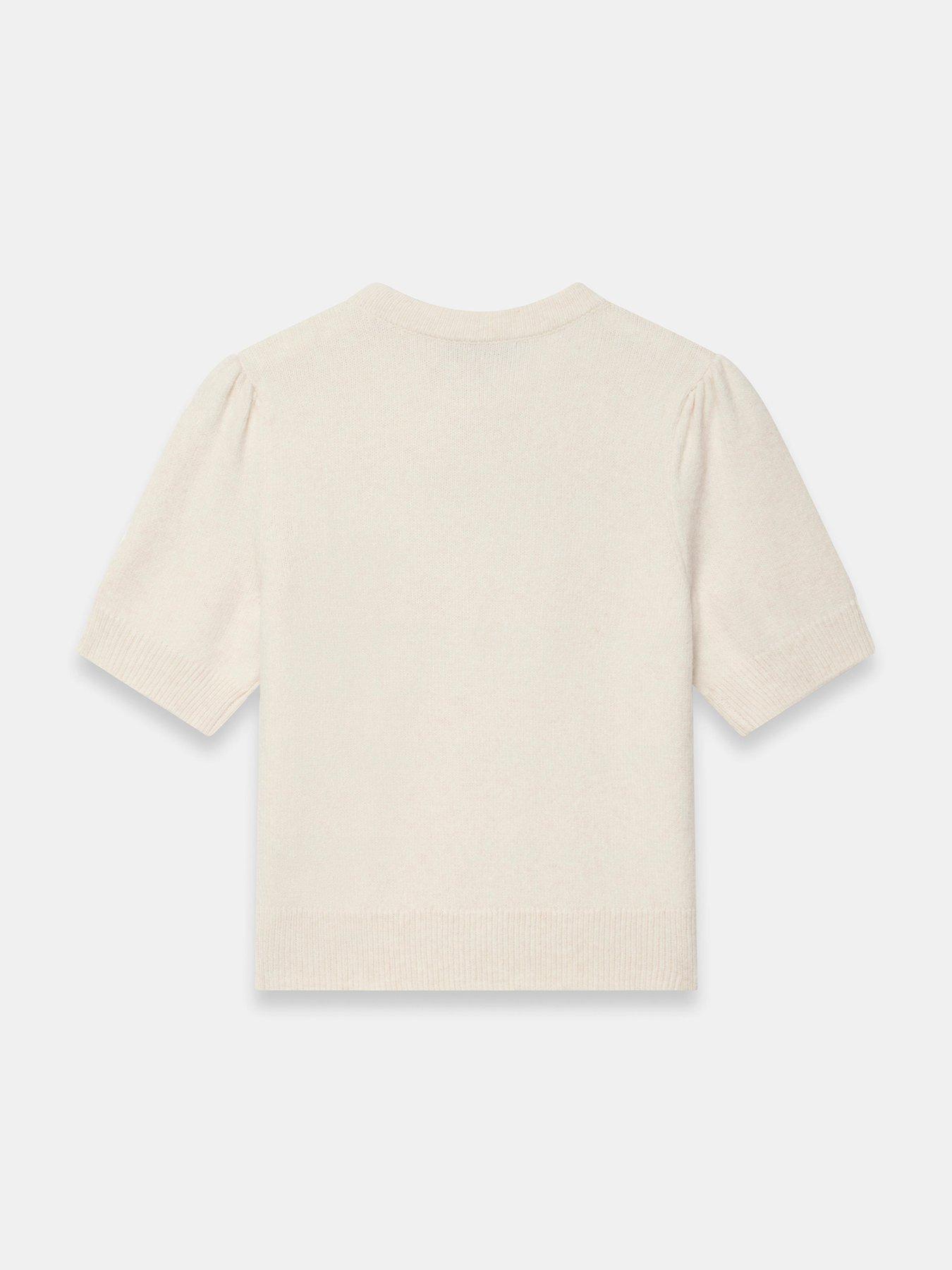 Image 6 of 6 of Mint Velvet Bow Front Knit Top - Cream