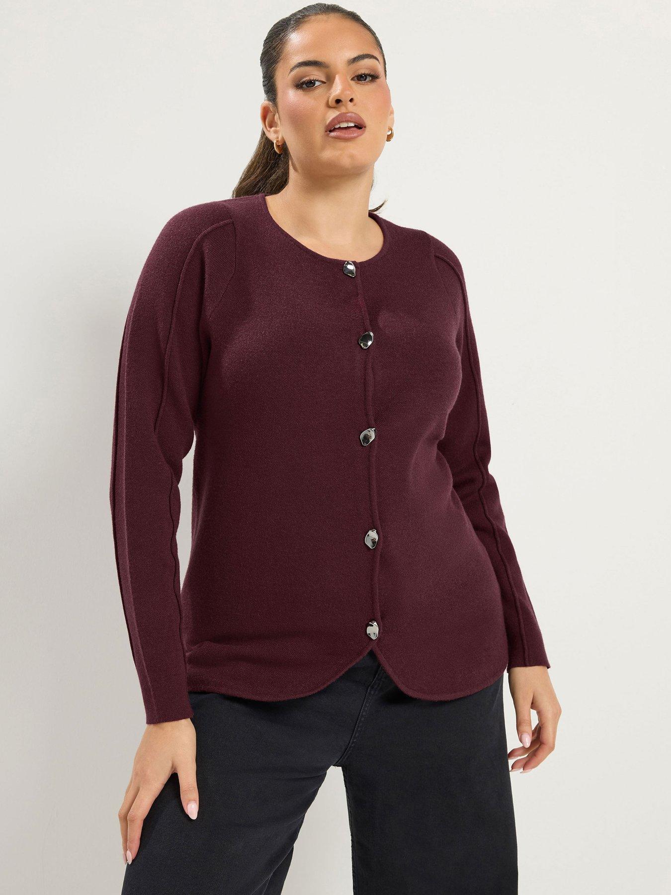 Image 1 of 4 of Yours Curve Crew Neck Seam Cardigan