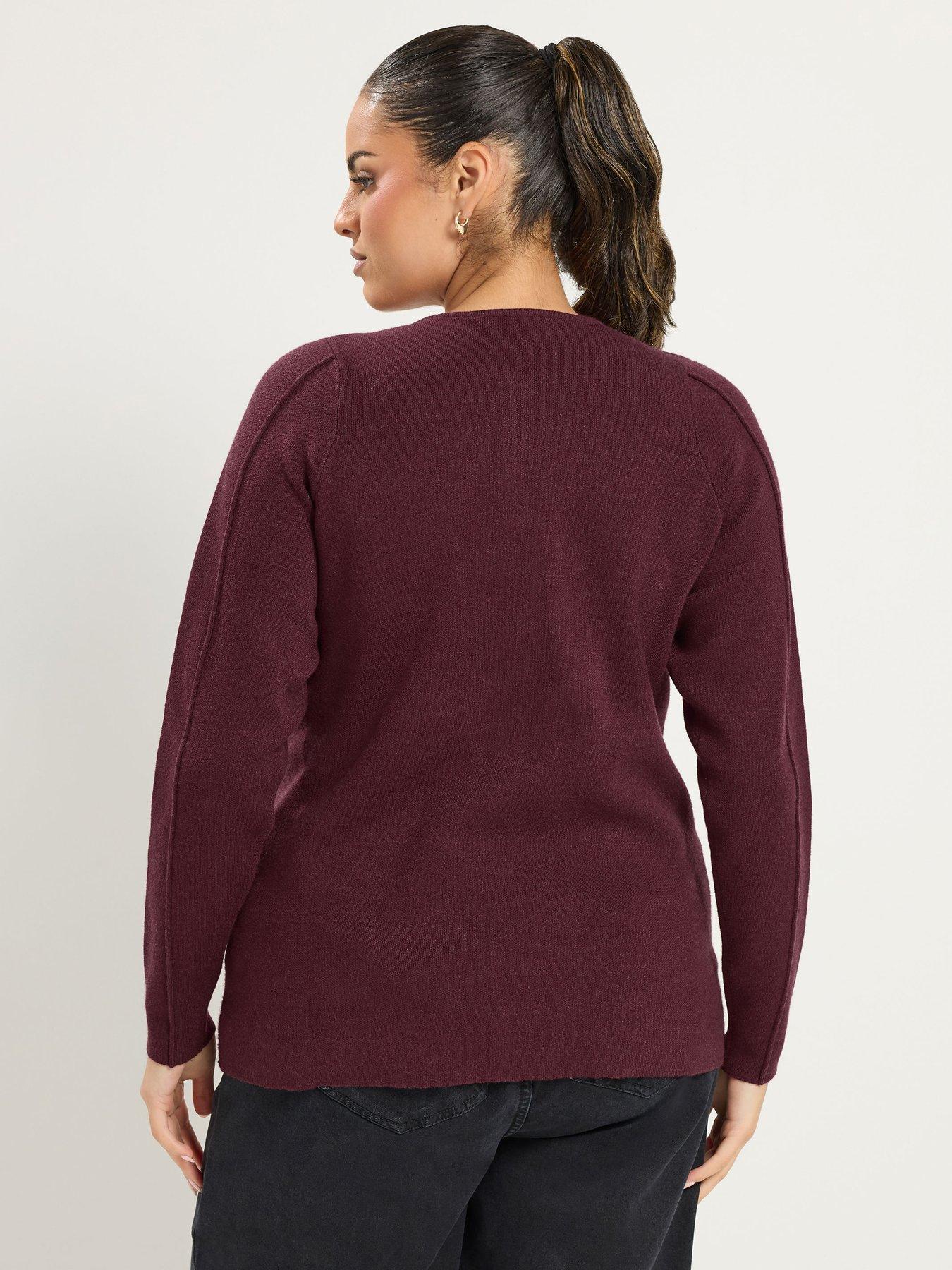 Image 2 of 4 of Yours Curve Crew Neck Seam Cardigan