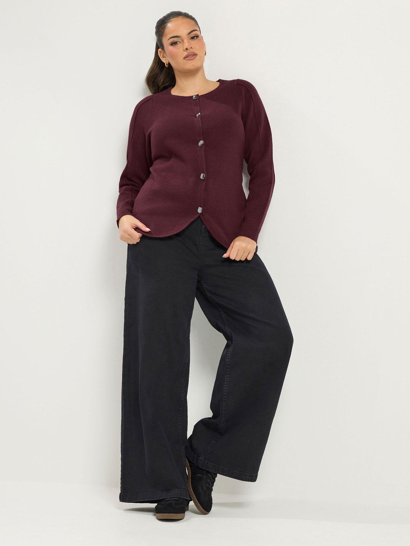 Image 3 of 4 of Yours Curve Crew Neck Seam Cardigan