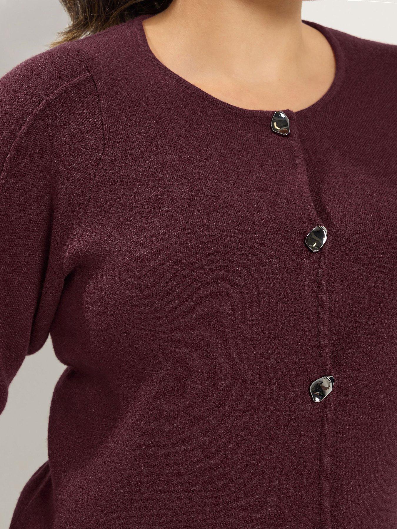 Image 4 of 4 of Yours Curve Crew Neck Seam Cardigan