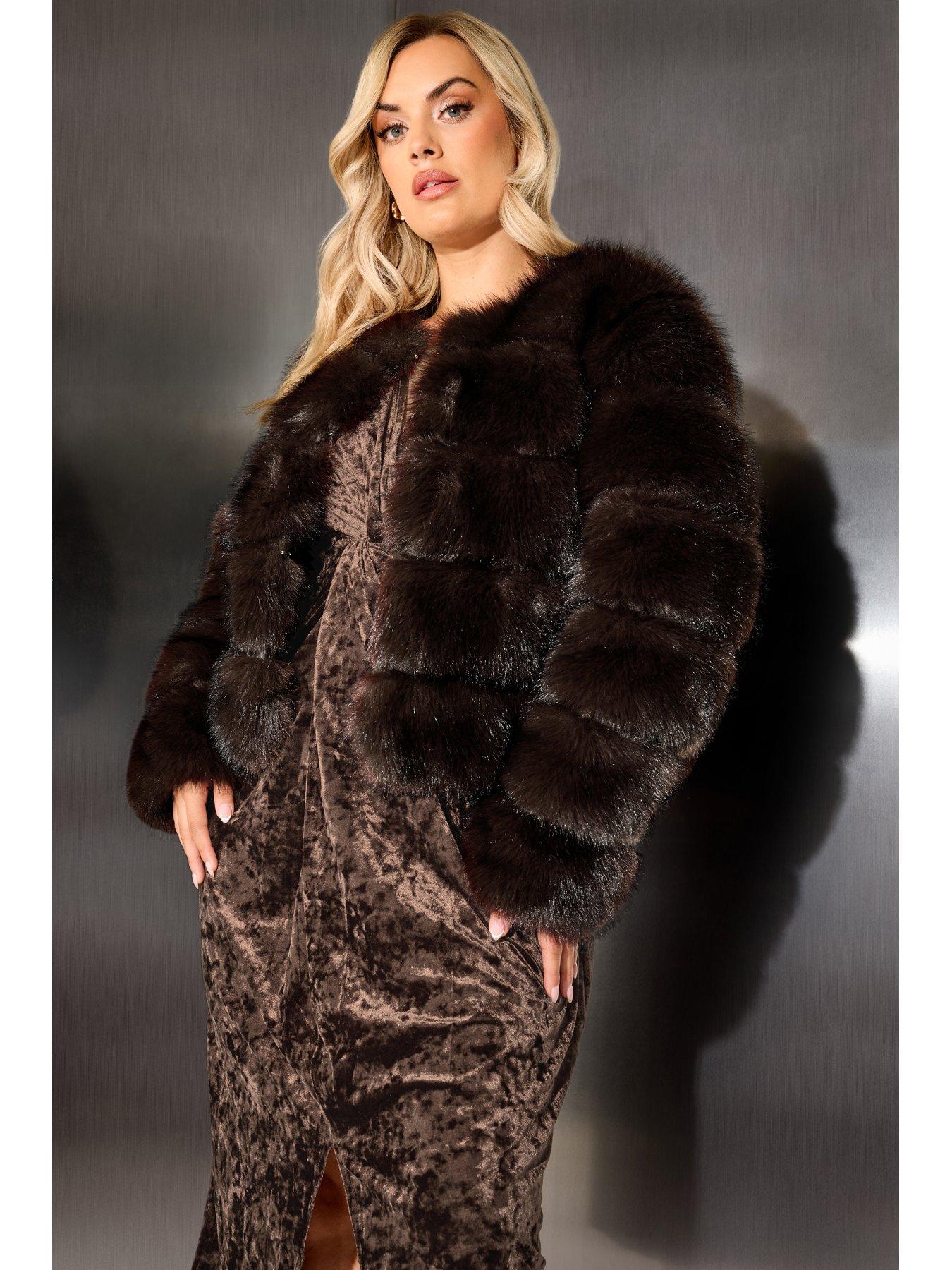Image 1 of 4 of Yours Curve Faux Fur Panel Coat