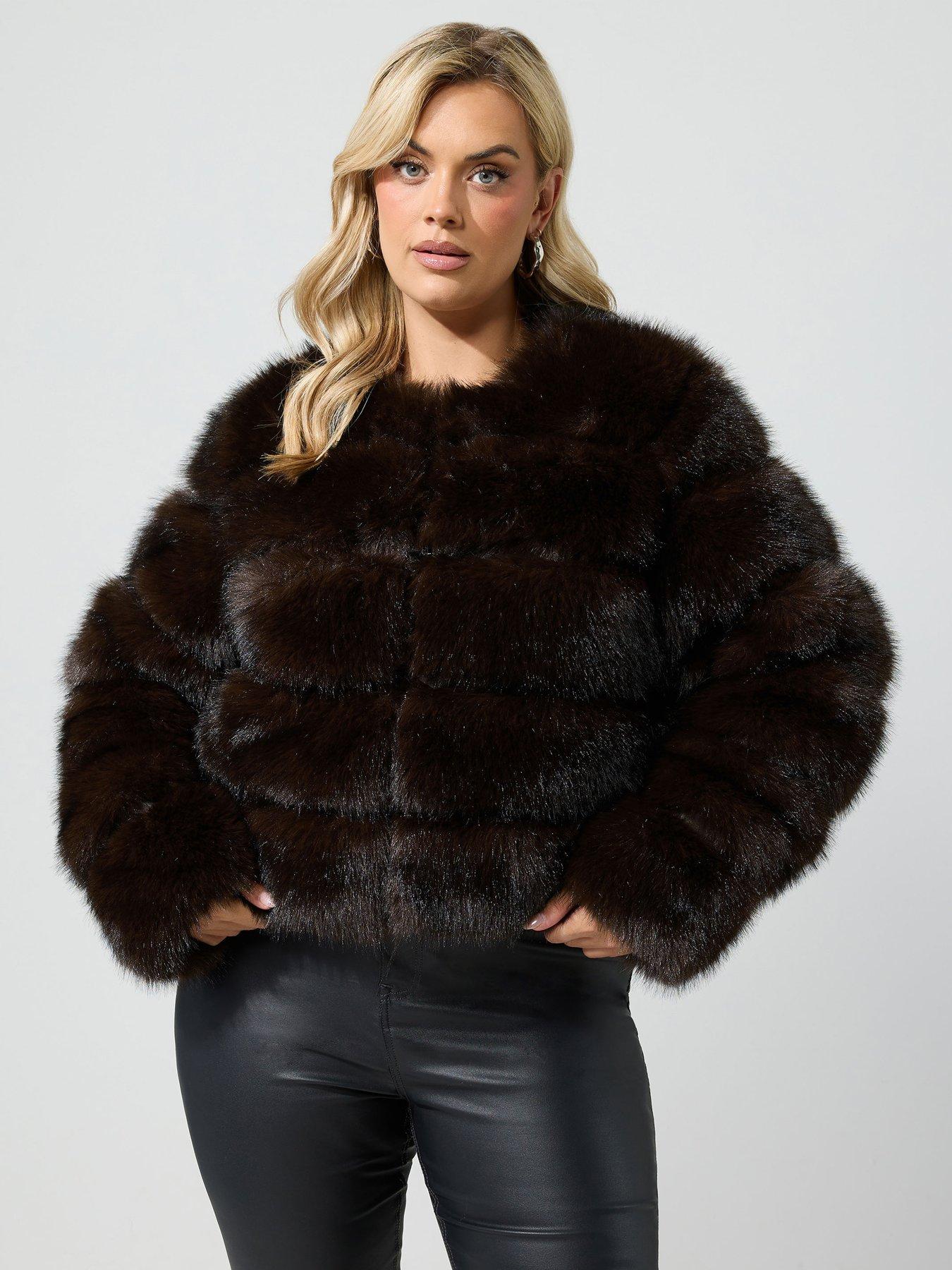 Image 4 of 4 of Yours Curve Faux Fur Panel Coat