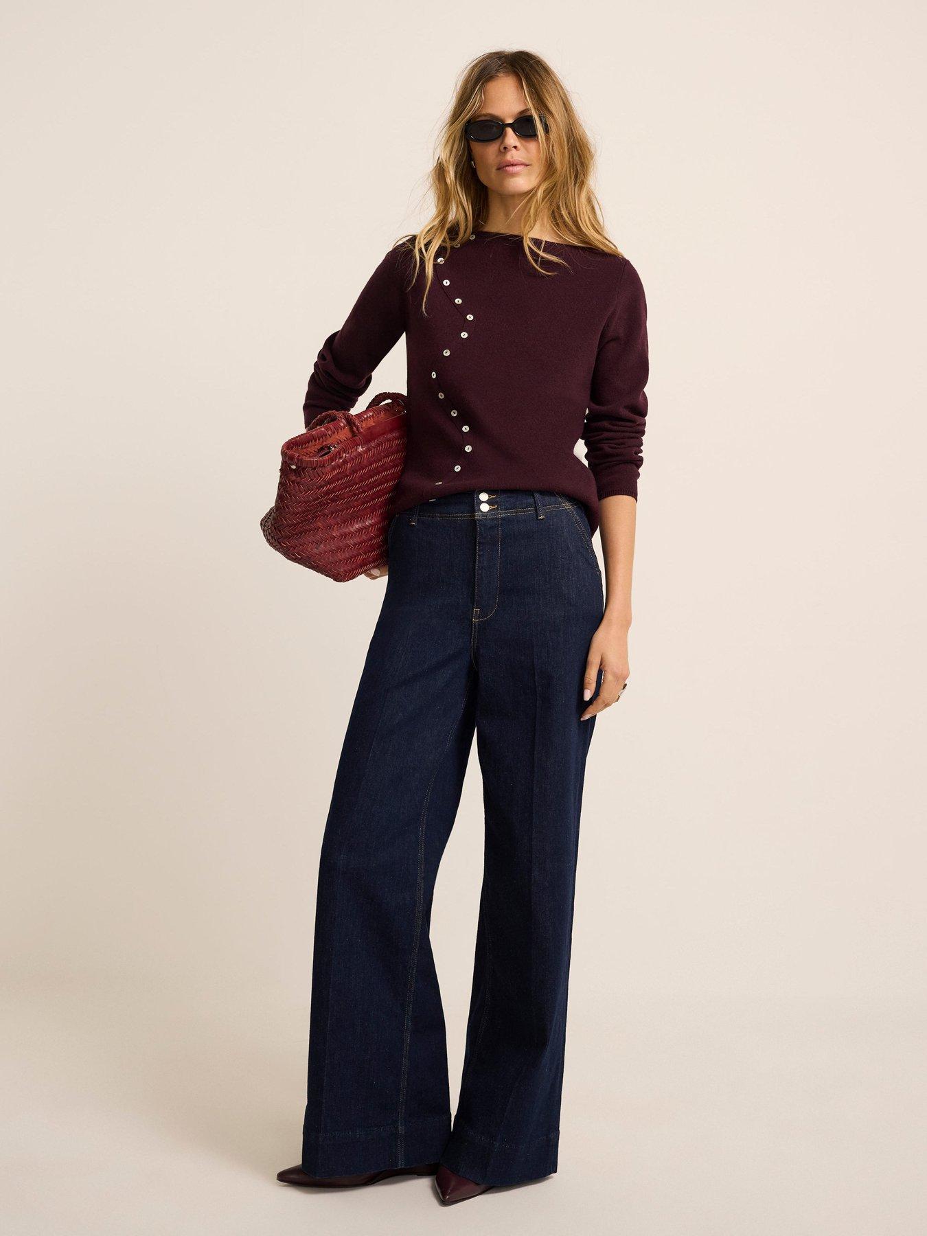 Image 3 of 6 of Mint Velvet Wave Button Detail Knit Top - Red