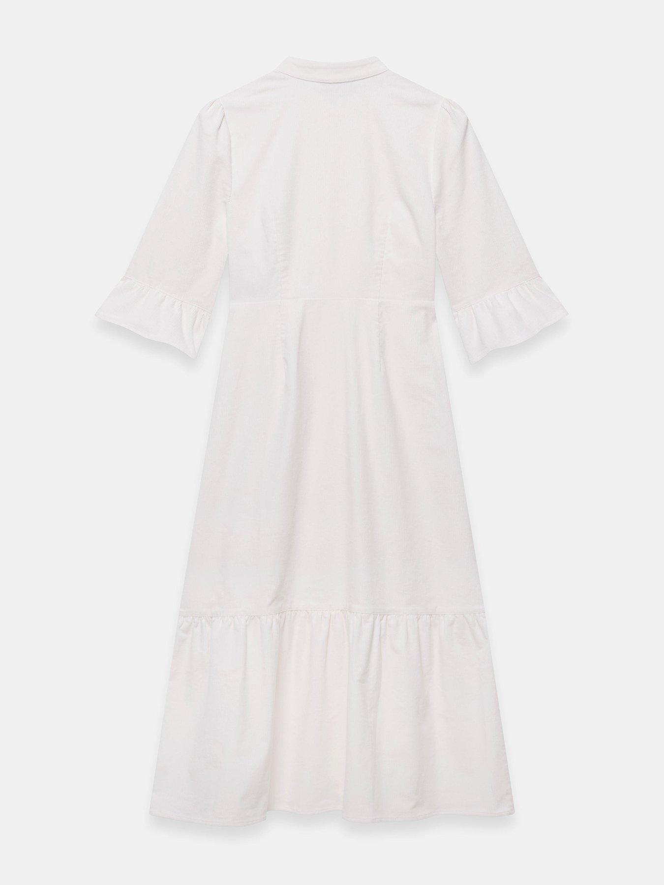 Image 6 of 6 of Mint Velvet Corduroy Military Detail Midi Dress - Cream