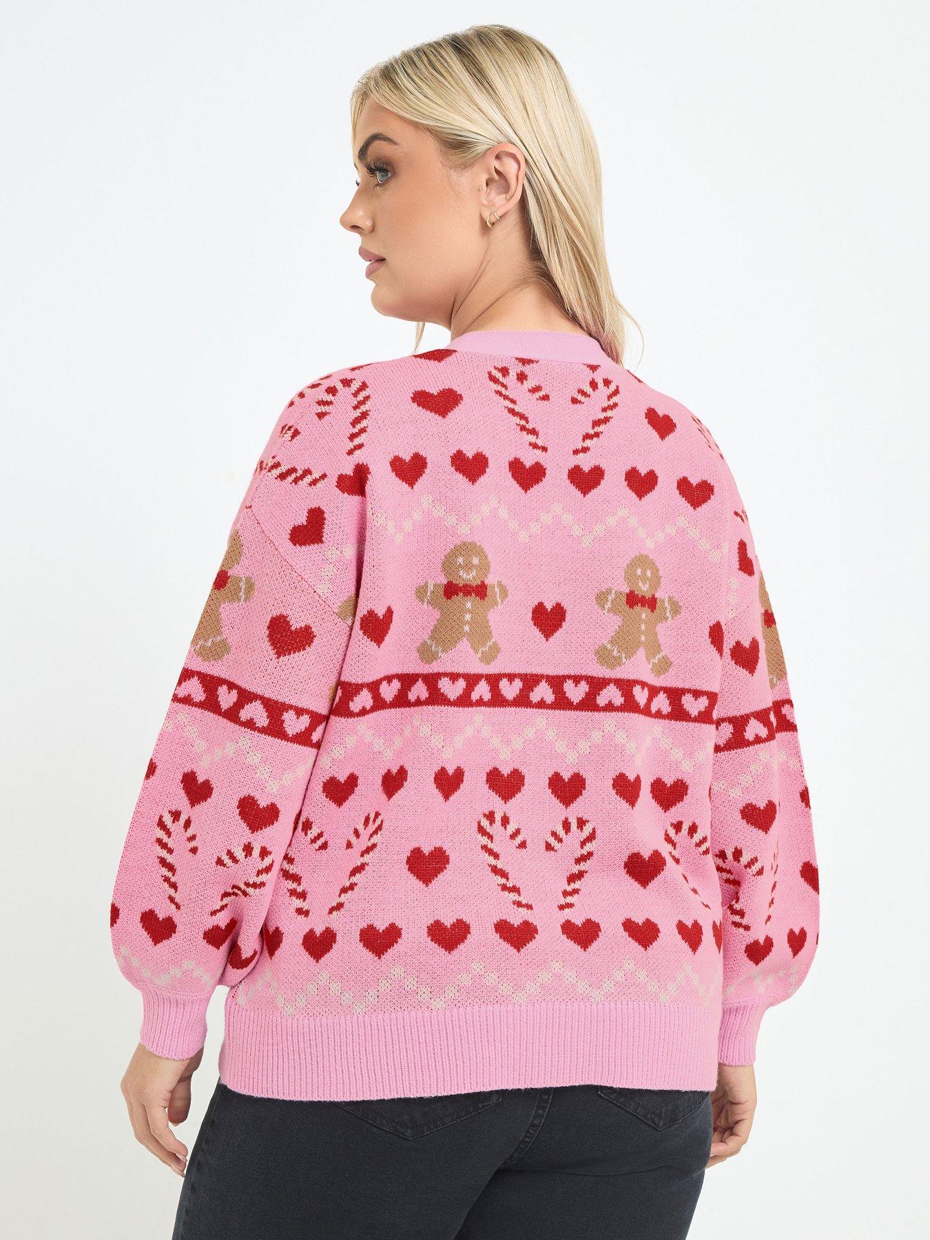 Image 2 of 4 of Yours Curve Candy Cane Gingerbread Cardigan