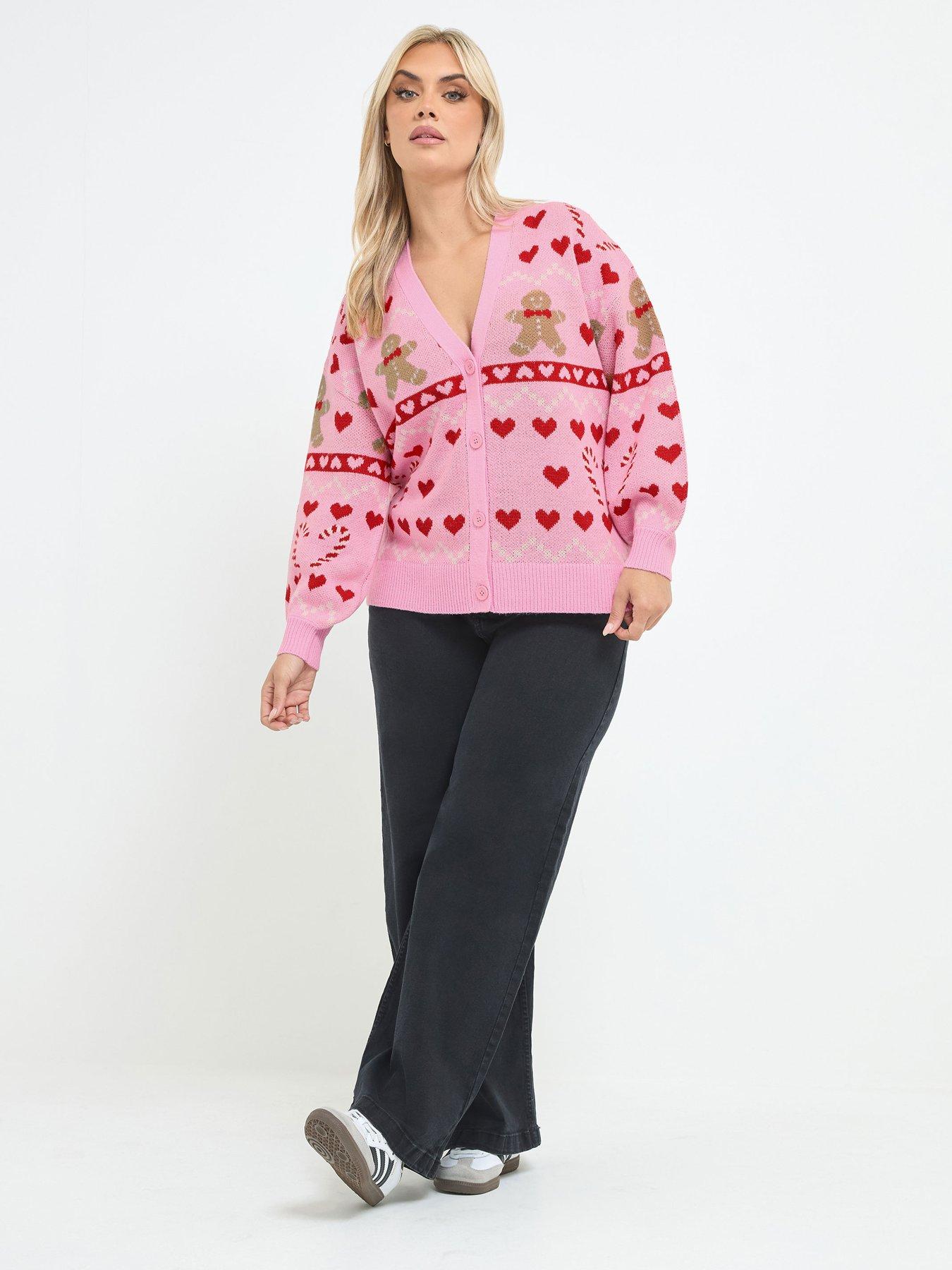 Image 3 of 4 of Yours Curve Candy Cane Gingerbread Cardigan