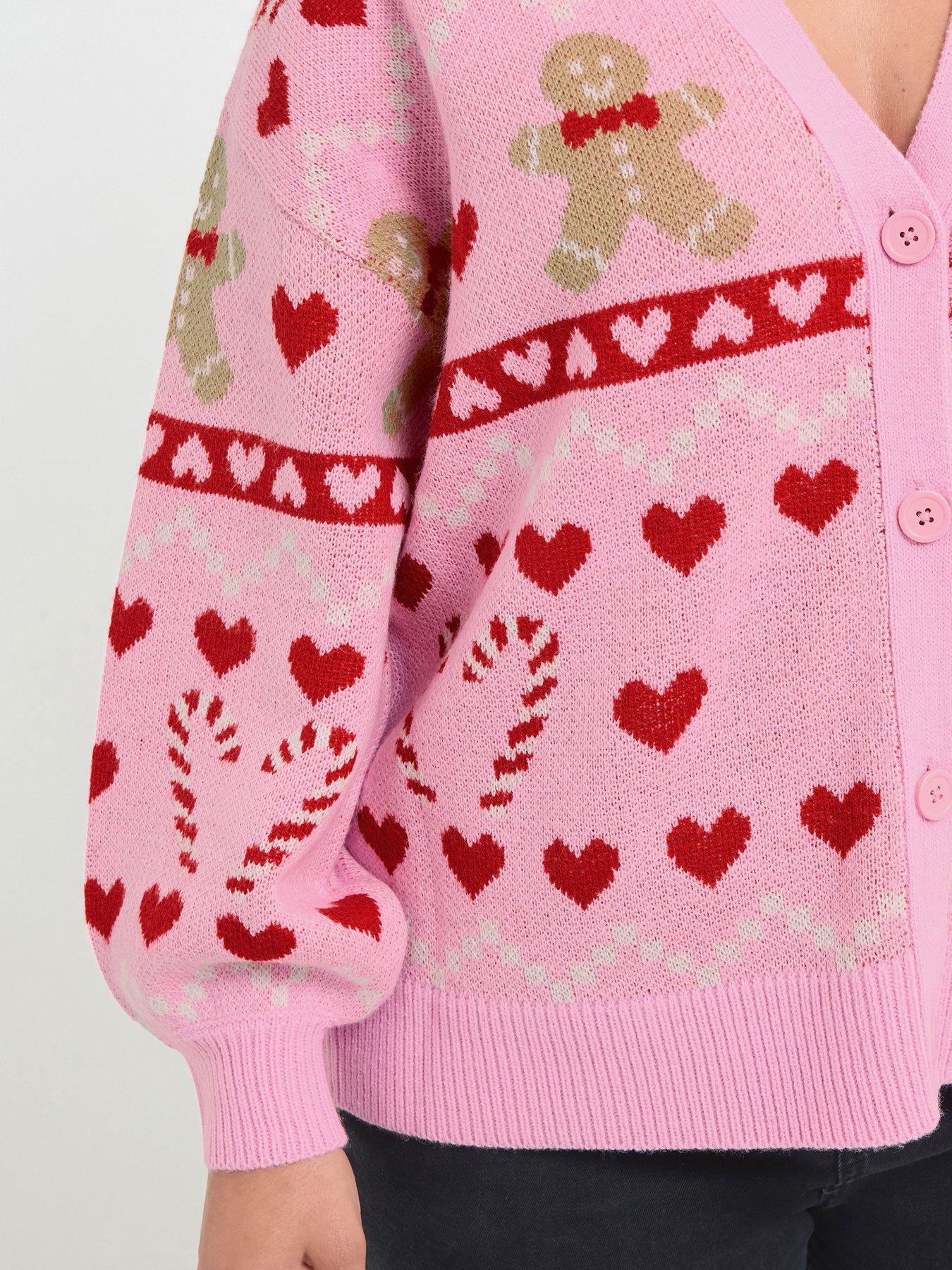 Image 4 of 4 of Yours Curve Candy Cane Gingerbread Cardigan