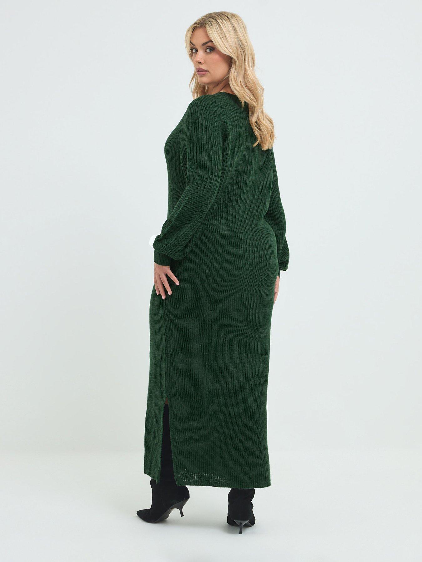 Image 2 of 4 of Yours Curve Balloon Sleeve V Neck Maxi Dress