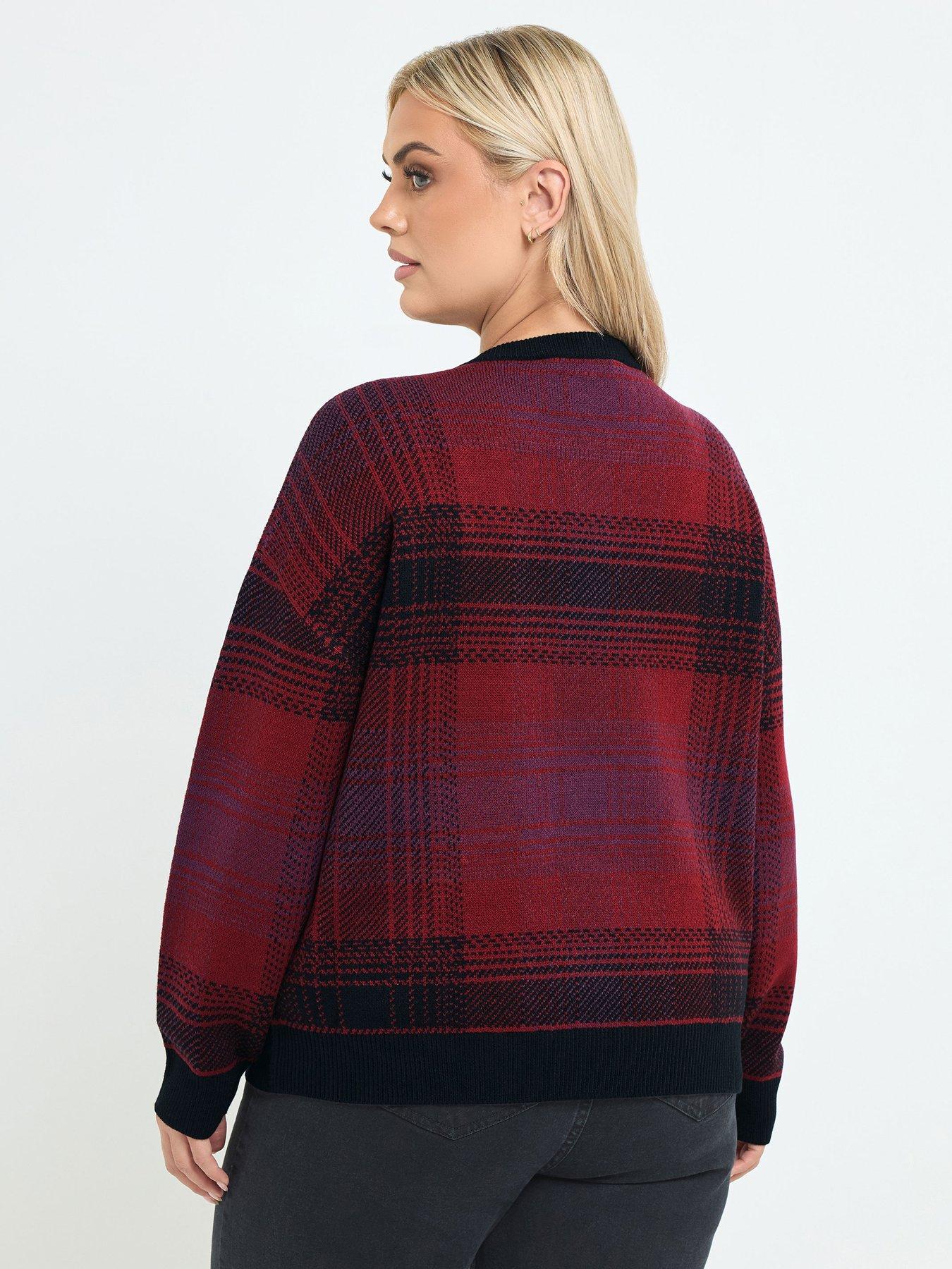 Image 2 of 4 of Yours Curve Check Zip Thru Knit Jacket