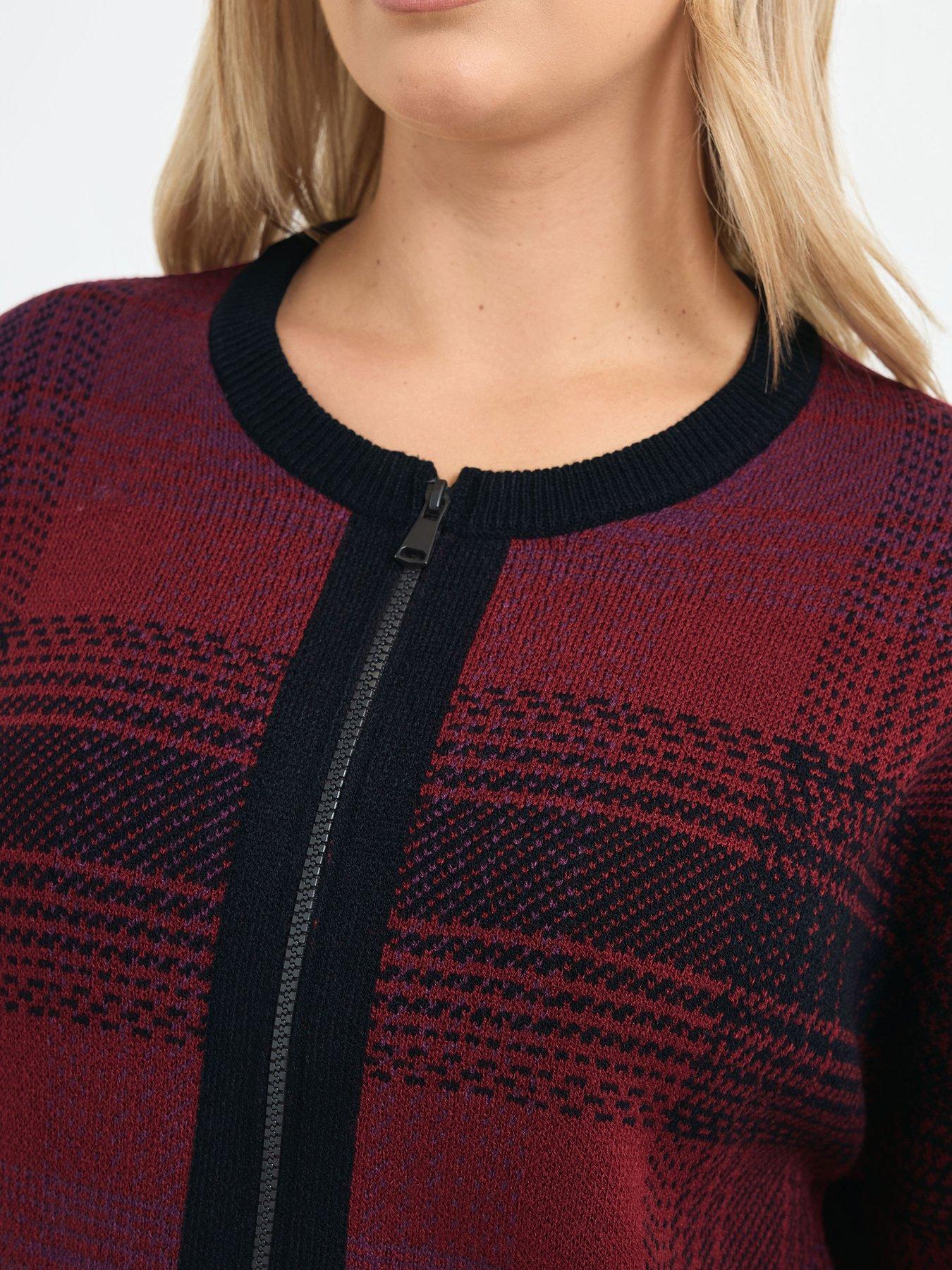 Image 4 of 4 of Yours Curve Check Zip Thru Knit Jacket