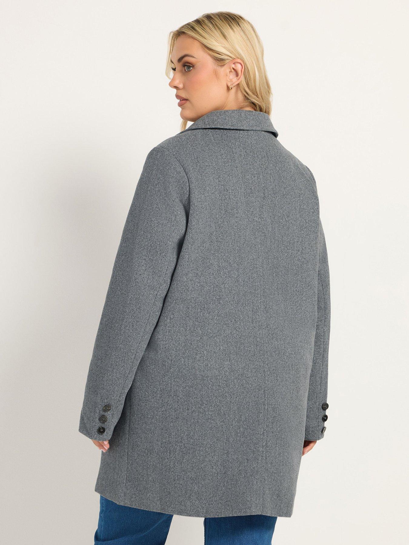 Image 2 of 4 of Yours Womens Curve Midi Tailored Lapel Button Coat - Grey