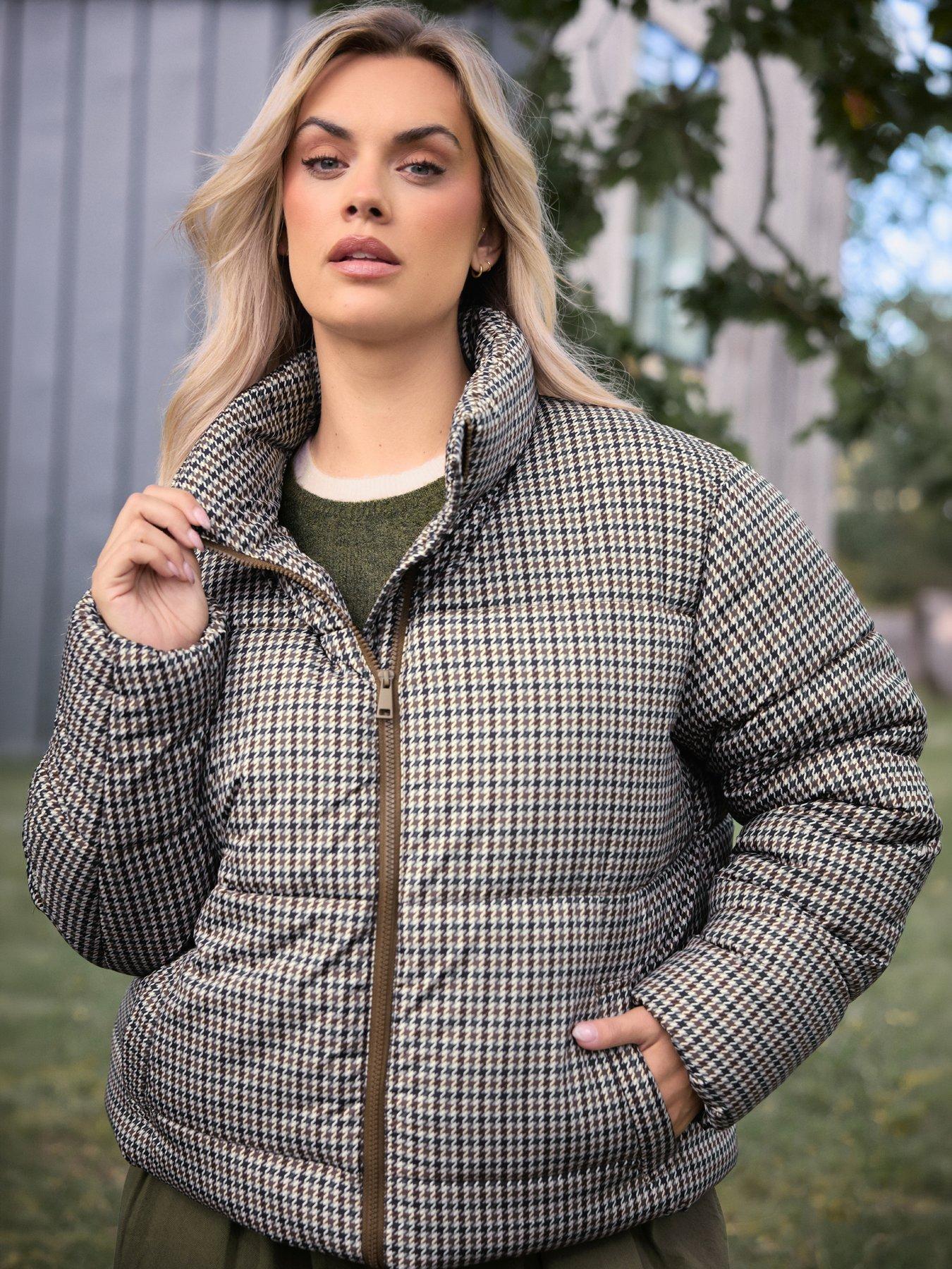 Image 1 of 4 of Yours Curve Houndstooth Padded Parka