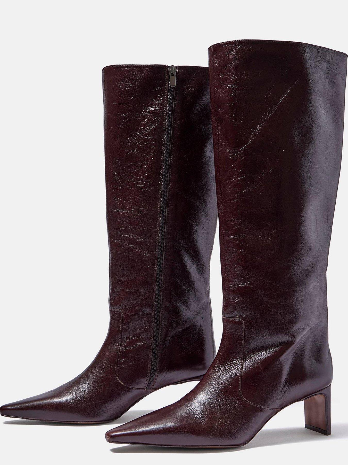 Image 4 of 7 of Mint Velvet Miley Burgundy Knee High Boot