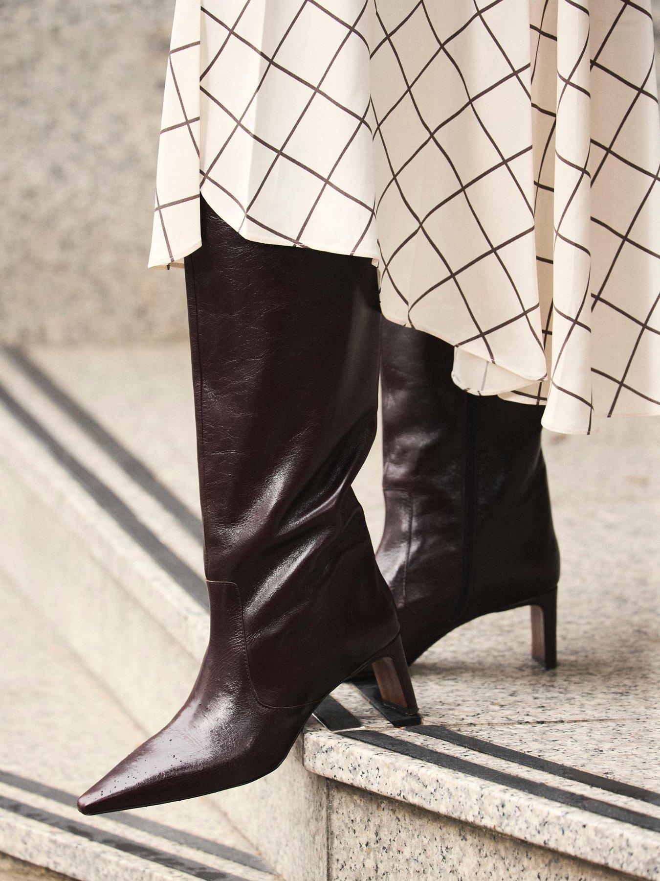 Image 6 of 7 of Mint Velvet Miley Burgundy Knee High Boot