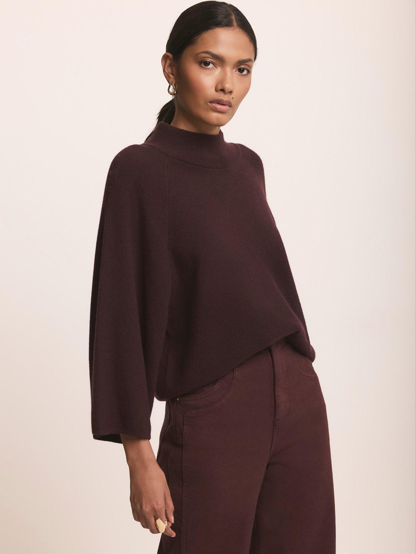 Mint Velvet Burgundy Wide Sleeve Knit Top - Red