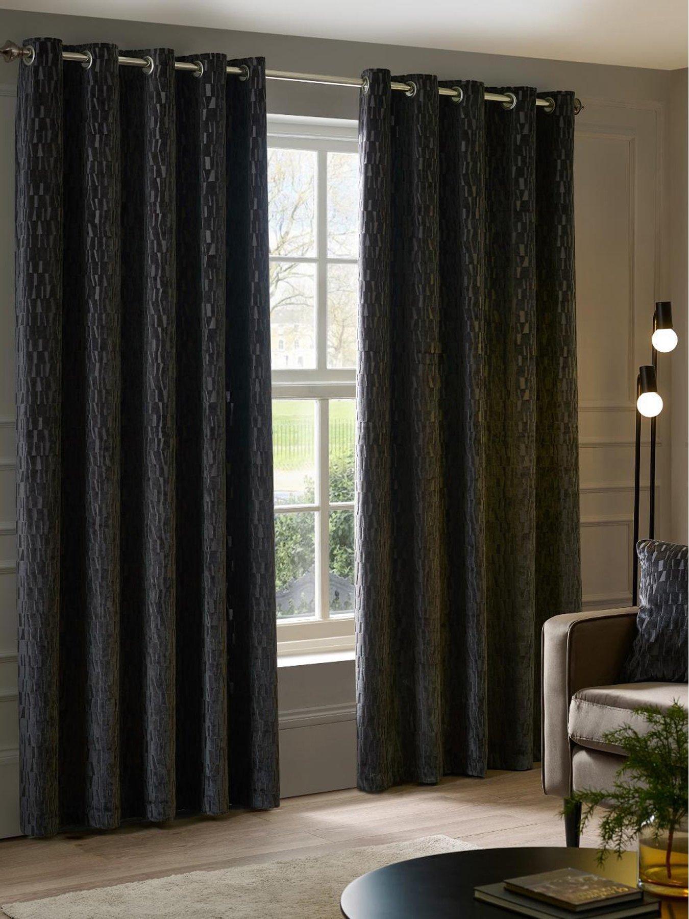 Image 1 of 6 of Paoletti MANHATTAN 168X183 EYELET CURTAINS CHARCOAL
