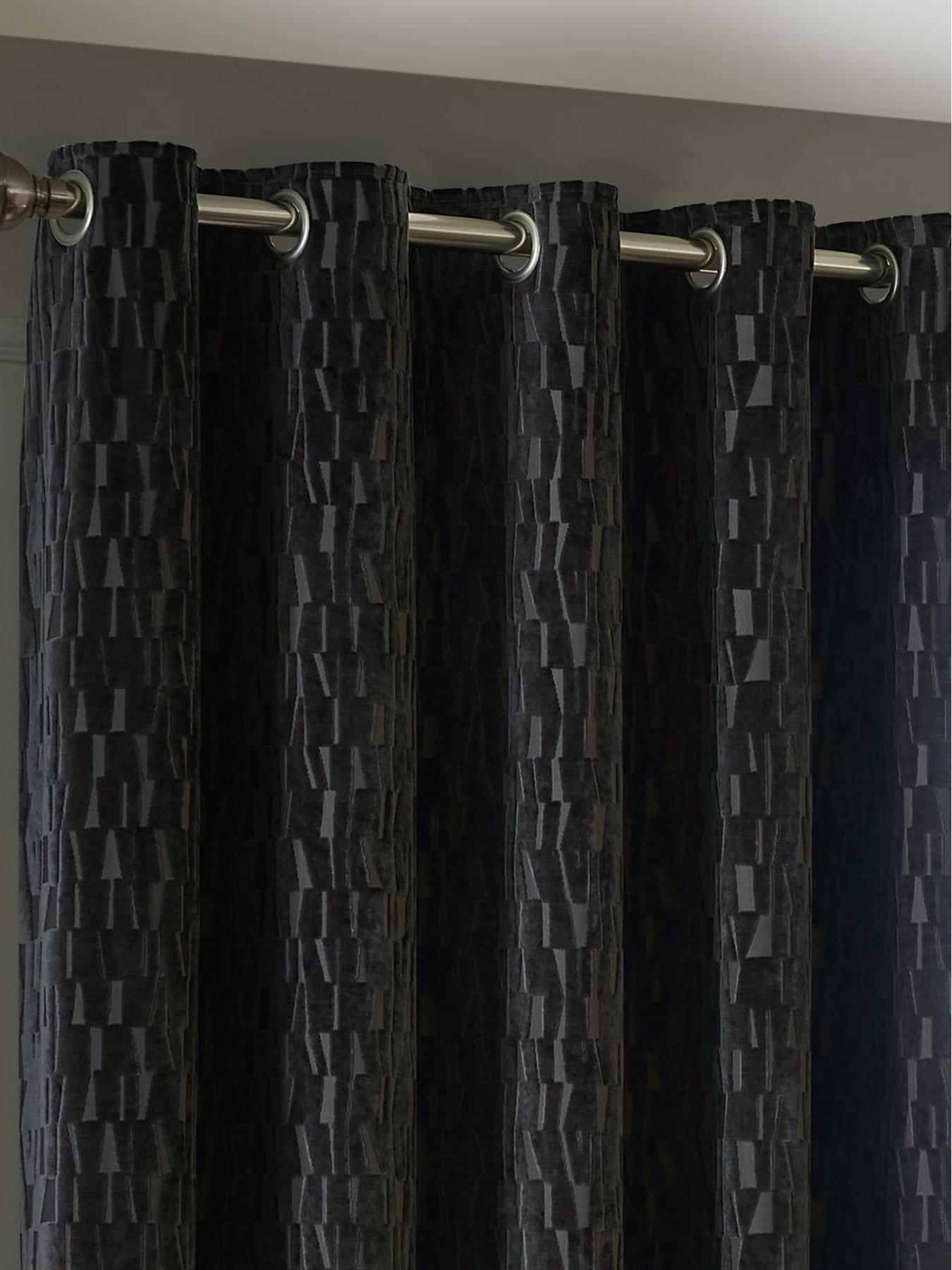 Image 2 of 6 of Paoletti MANHATTAN 168X183 EYELET CURTAINS CHARCOAL