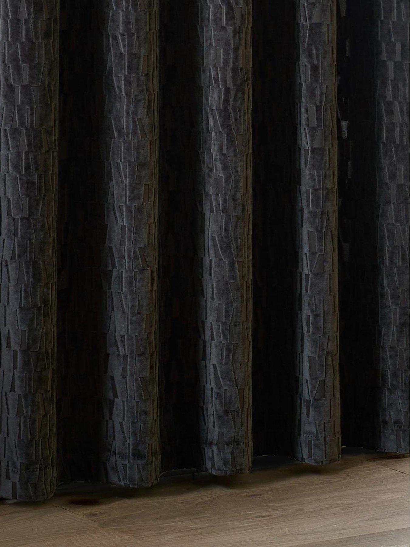 Image 3 of 6 of Paoletti MANHATTAN 168X183 EYELET CURTAINS CHARCOAL