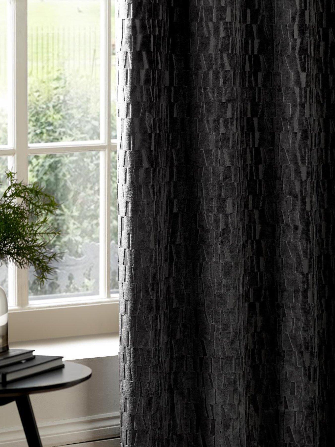 Image 4 of 6 of Paoletti MANHATTAN 168X183 EYELET CURTAINS CHARCOAL
