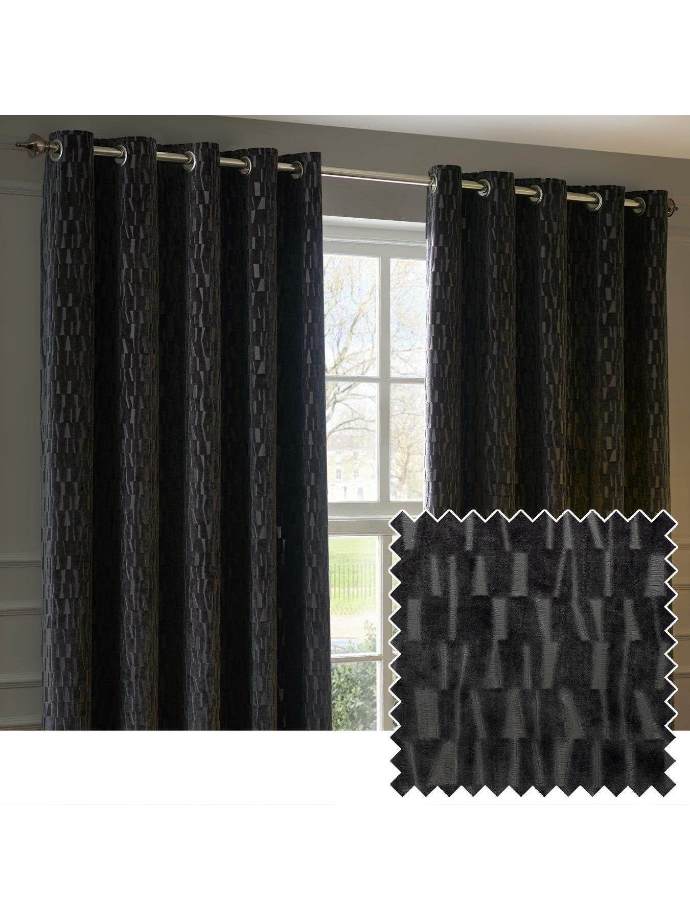 Image 6 of 6 of Paoletti MANHATTAN 168X183 EYELET CURTAINS CHARCOAL