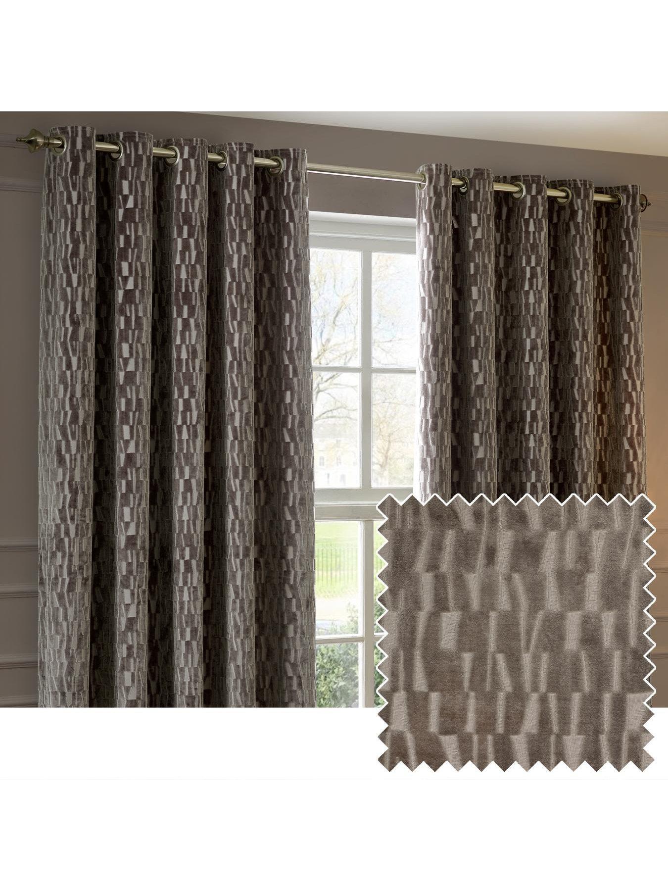 Image 6 of 6 of Paoletti MANHATTAN 168X183 EYELET CURTAINS MINK