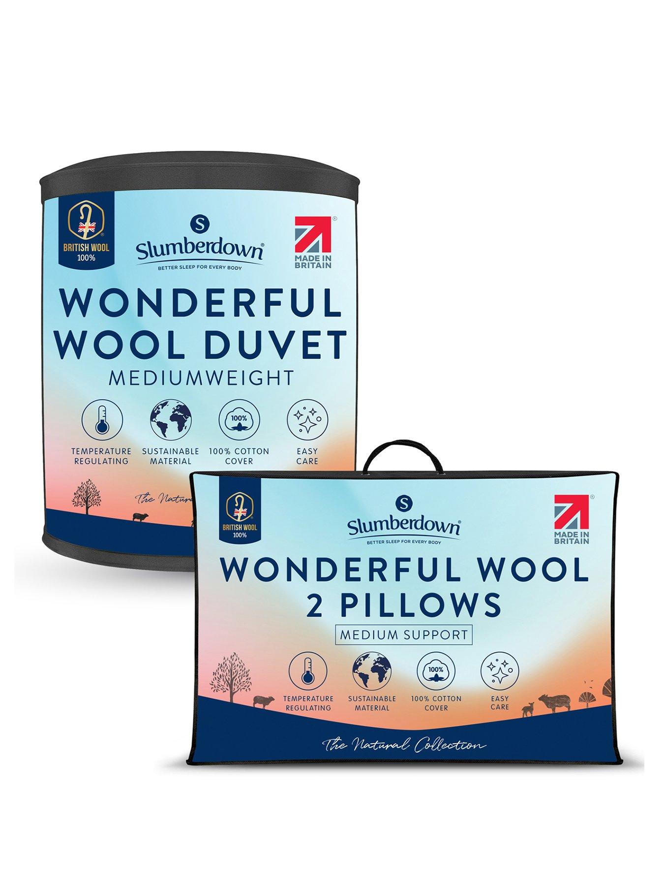 Slumberdown Wonderful Wool Mediumweight Duvet with 2 Medium Support Pillows in White | Size: Single - Image 7