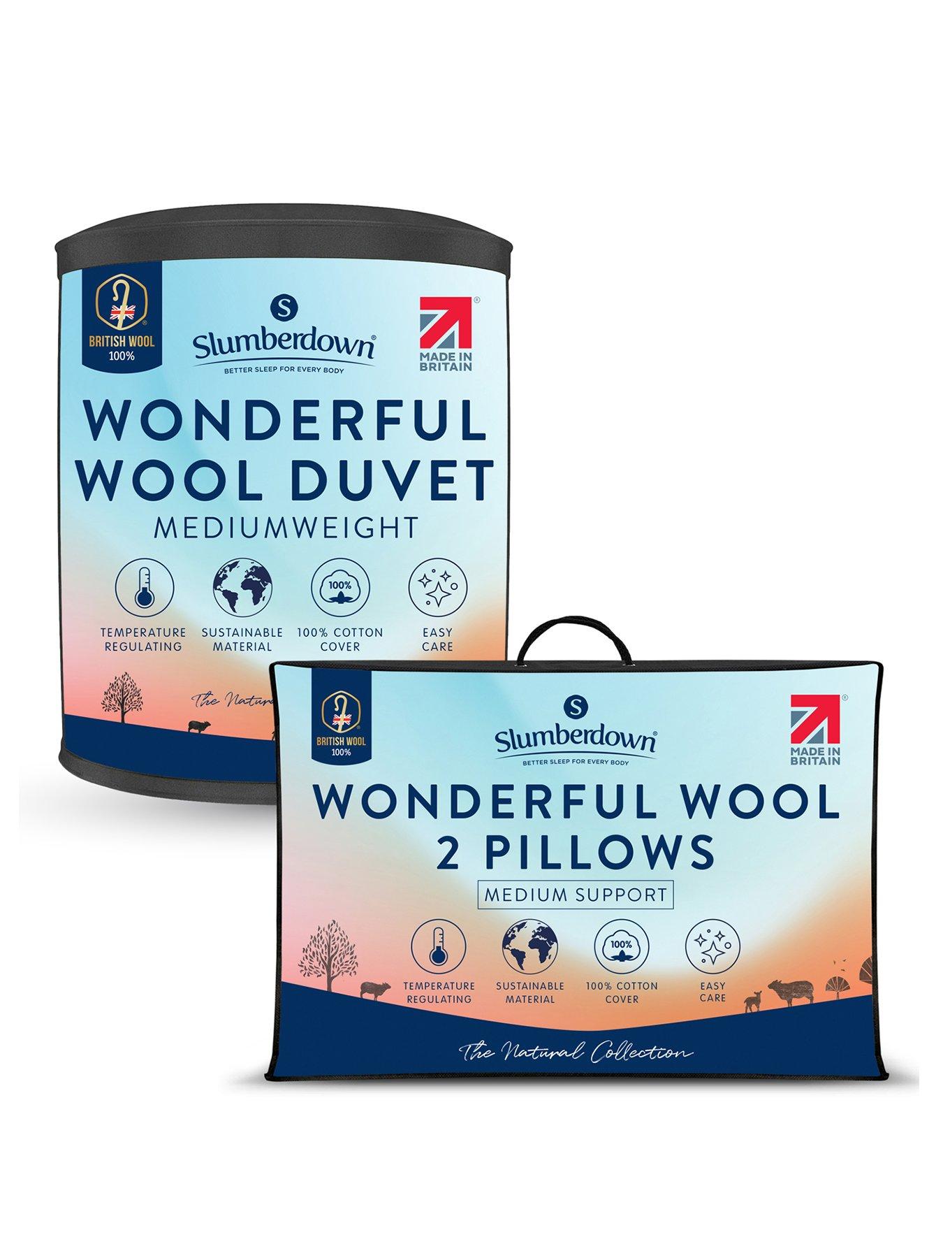 Slumberdown Wonderful Wool Mediumweight Duvet + 2 Pillows White Double - Image 8