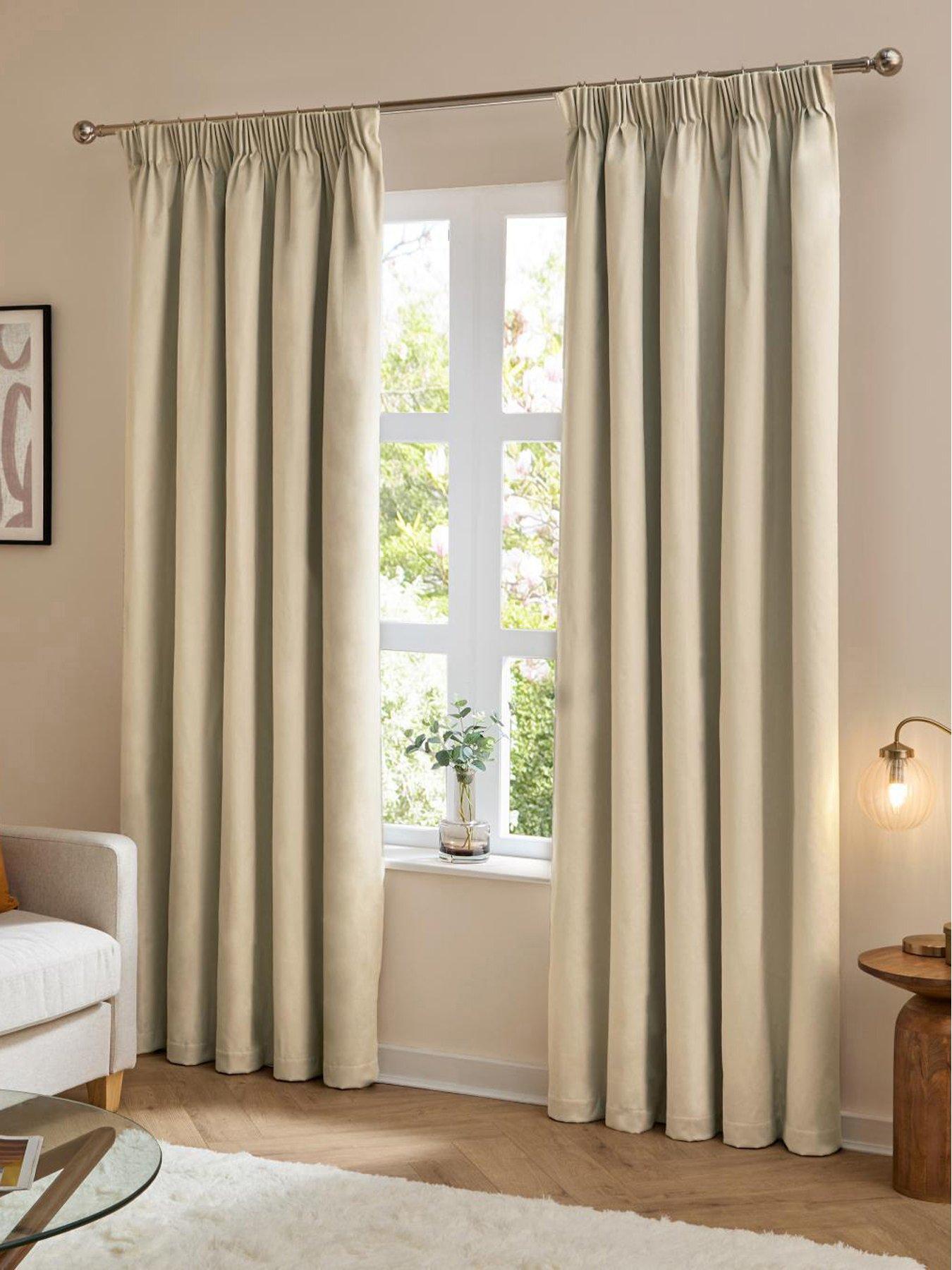 Furn. Natural The Ultimate Velvet Blackout Pencil Pleat Curtains (Beige-168X229cm) | Soft Stylish Light Blocking Thermal Matte Velvet Curtain Pair - Image 6
