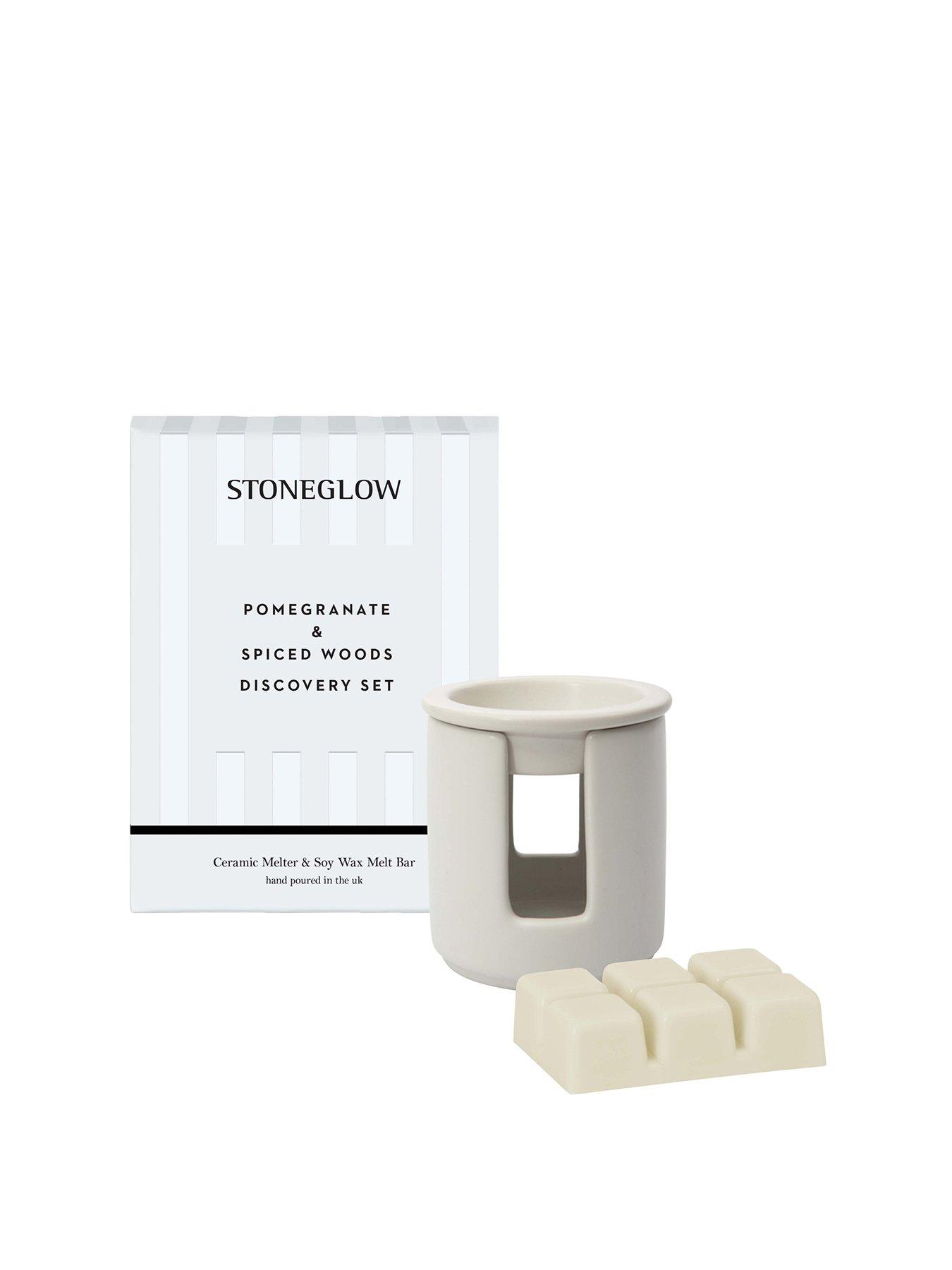 Image 2 of 2 of Stoneglow Modern Classics - Ceramic Wax Melter &amp; Soy Wax Melt Bar Discovery Set Pomegranate &amp; Spiced Woods