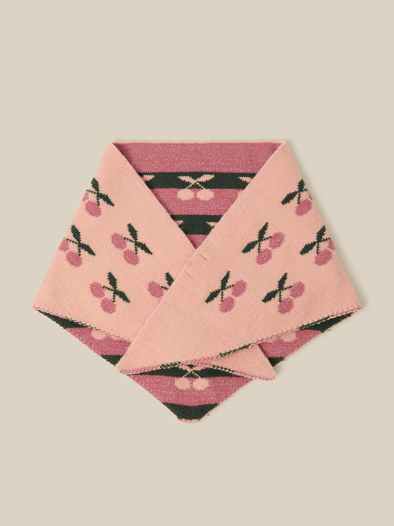Image 1 of 3 of Monsoon Girls Cherry Tie Triangle Scarf - Pink
