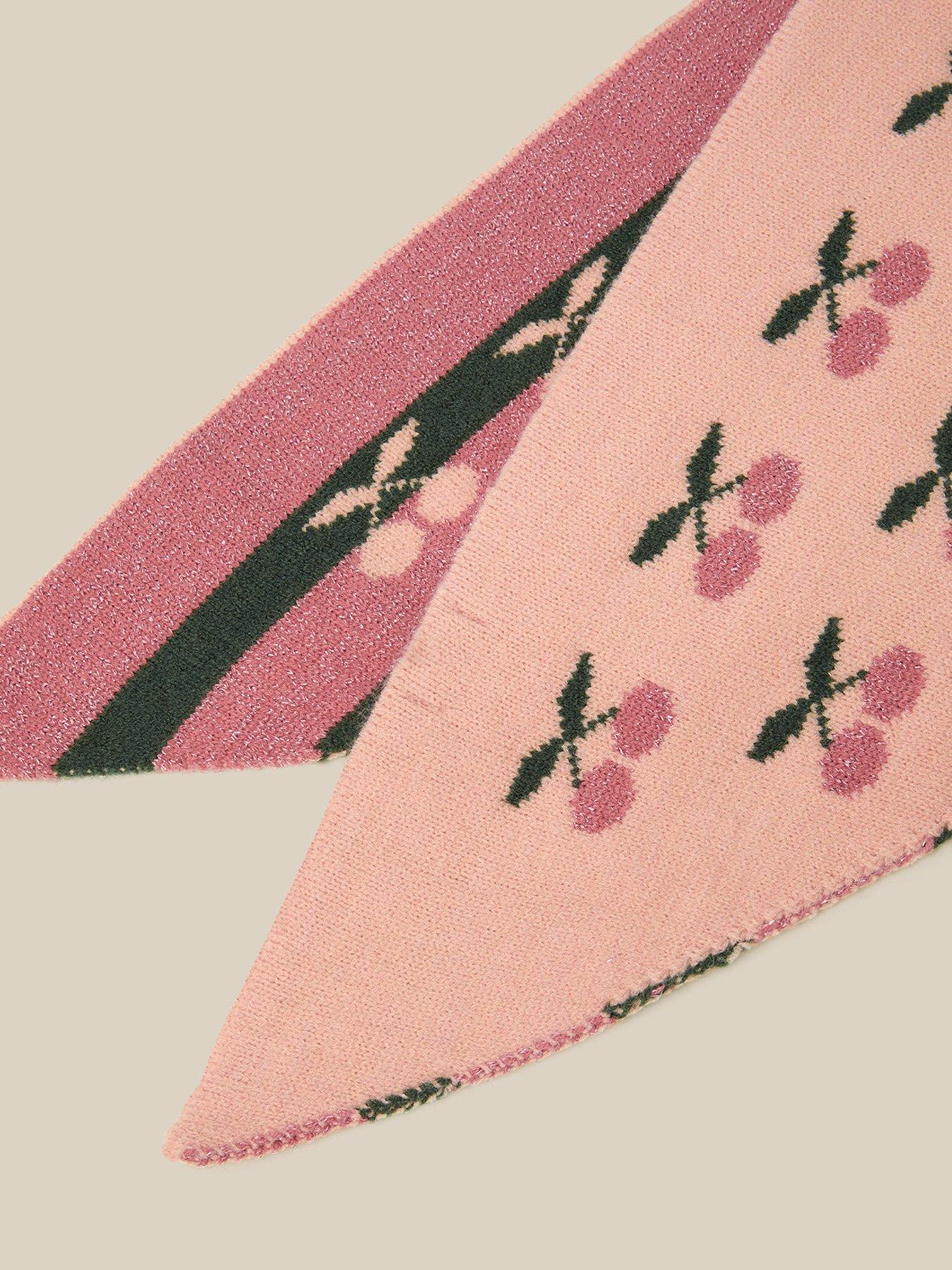 Image 3 of 3 of Monsoon Girls Cherry Tie Triangle Scarf - Pink