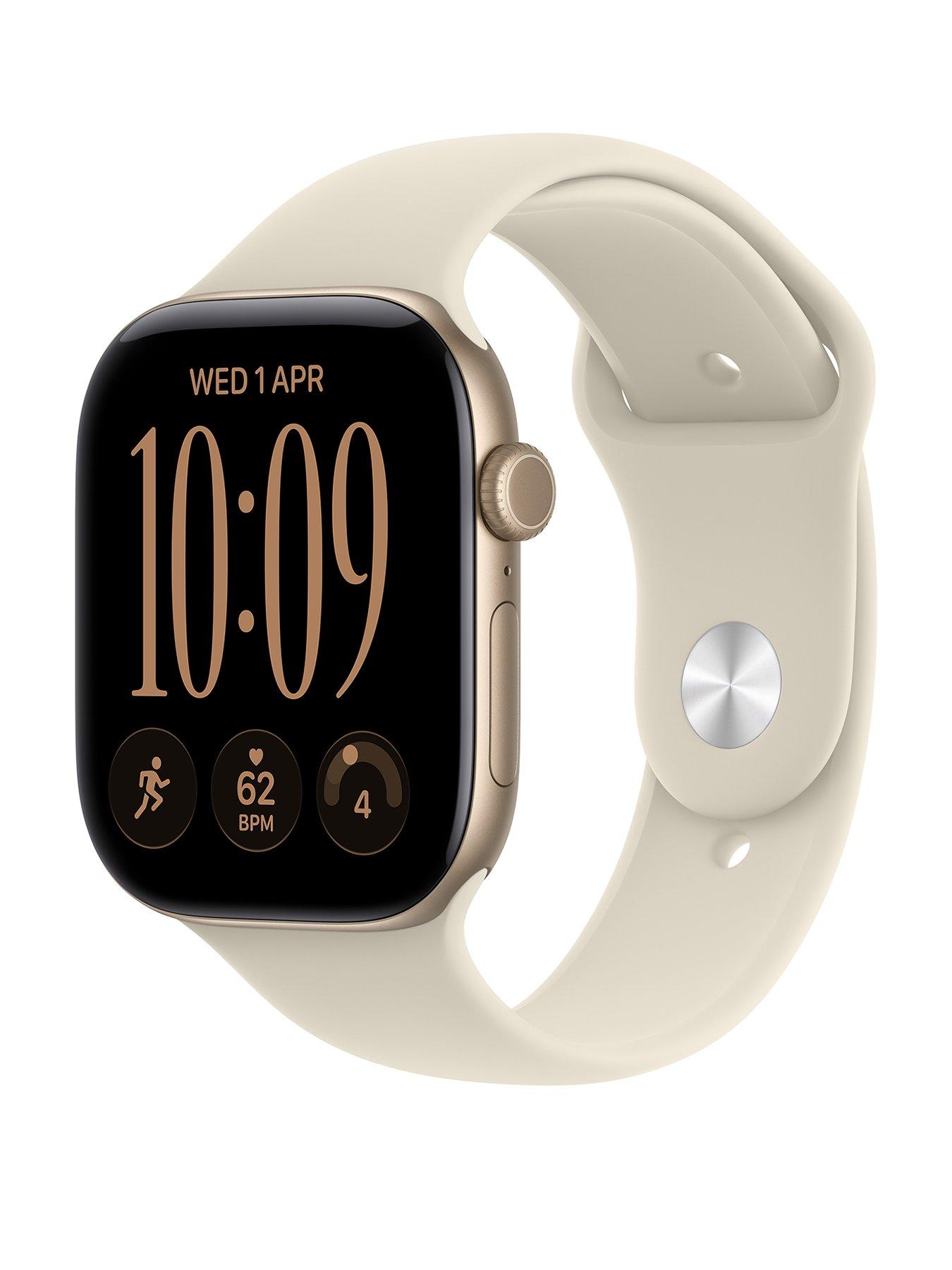 Apple Watch Series 12 (GPS) 46mm Light Gold Aluminium Case with Sand Sport Band - S/M