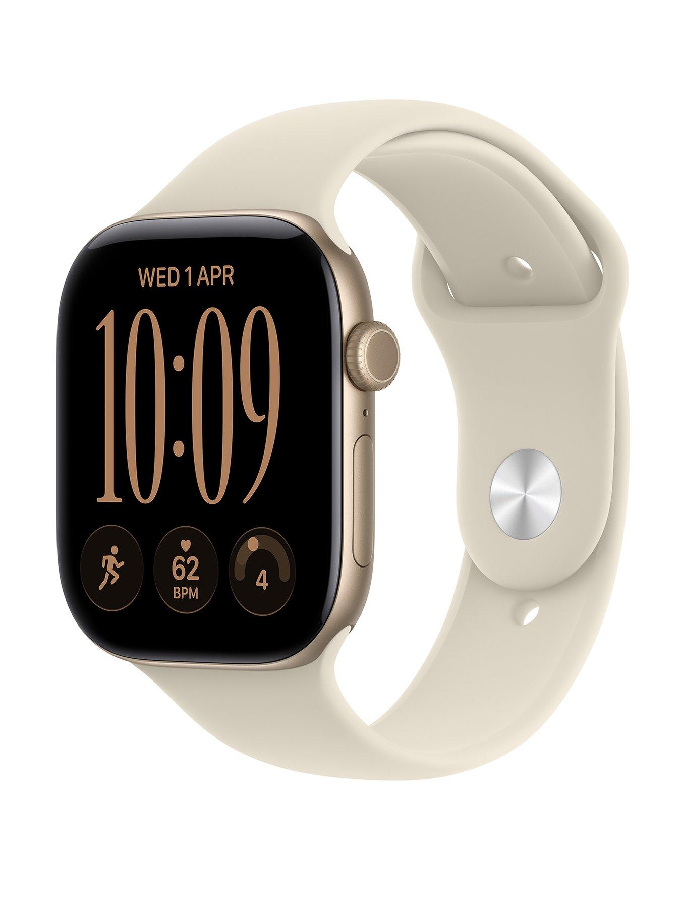 Apple Watch Series 12 (GPS) 46mm Light Gold Aluminium Case with Sand Sport Band - M/L