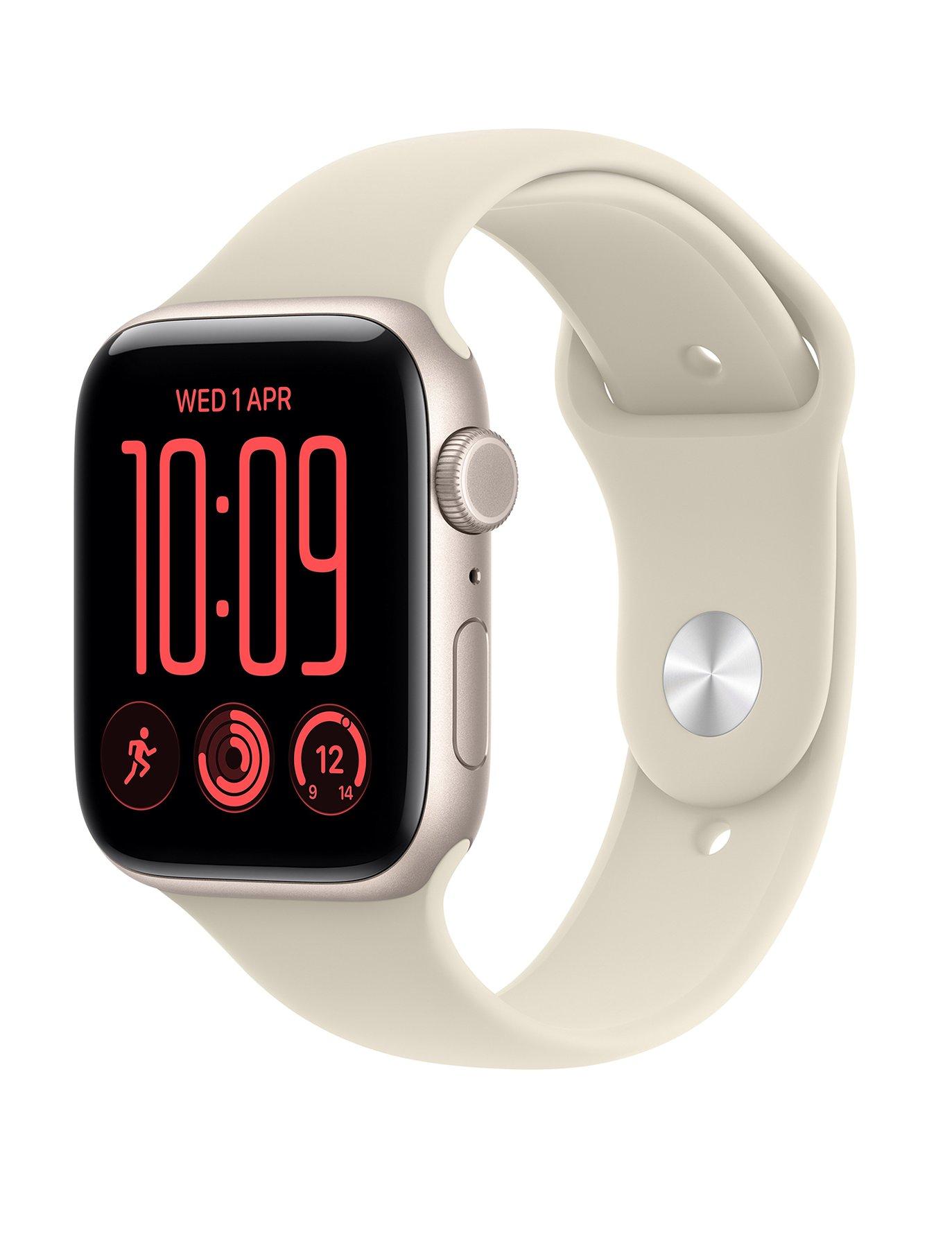 Image 1 of 7 of Apple Watch SE 3 (GPS + Cellular, 2026)&nbsp;44mm Starlight Aluminium Case with Sand Sport Band - S/M
