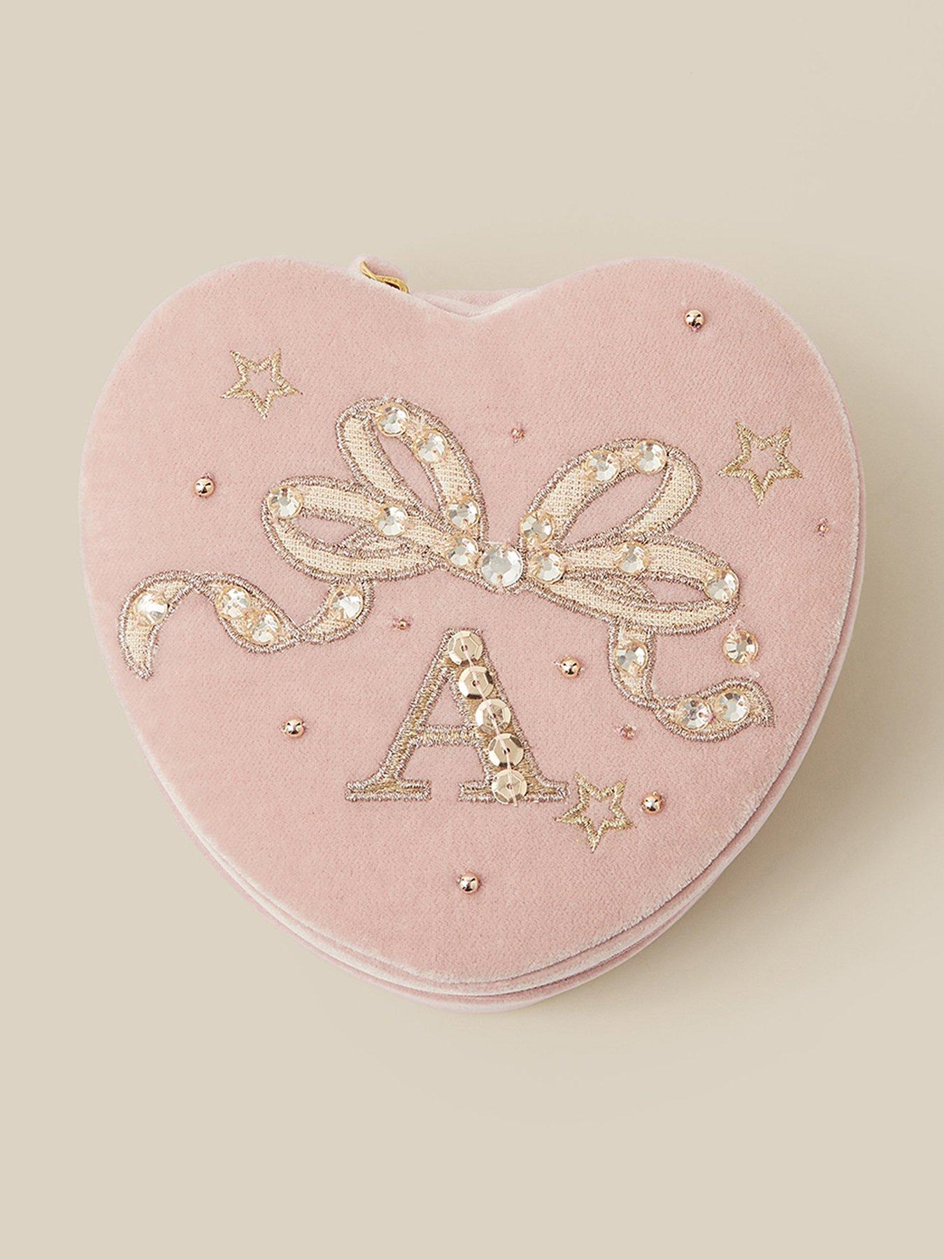 Image 1 of 5 of Monsoon Girls Initial Heart Zip Jewellery Box - Pink