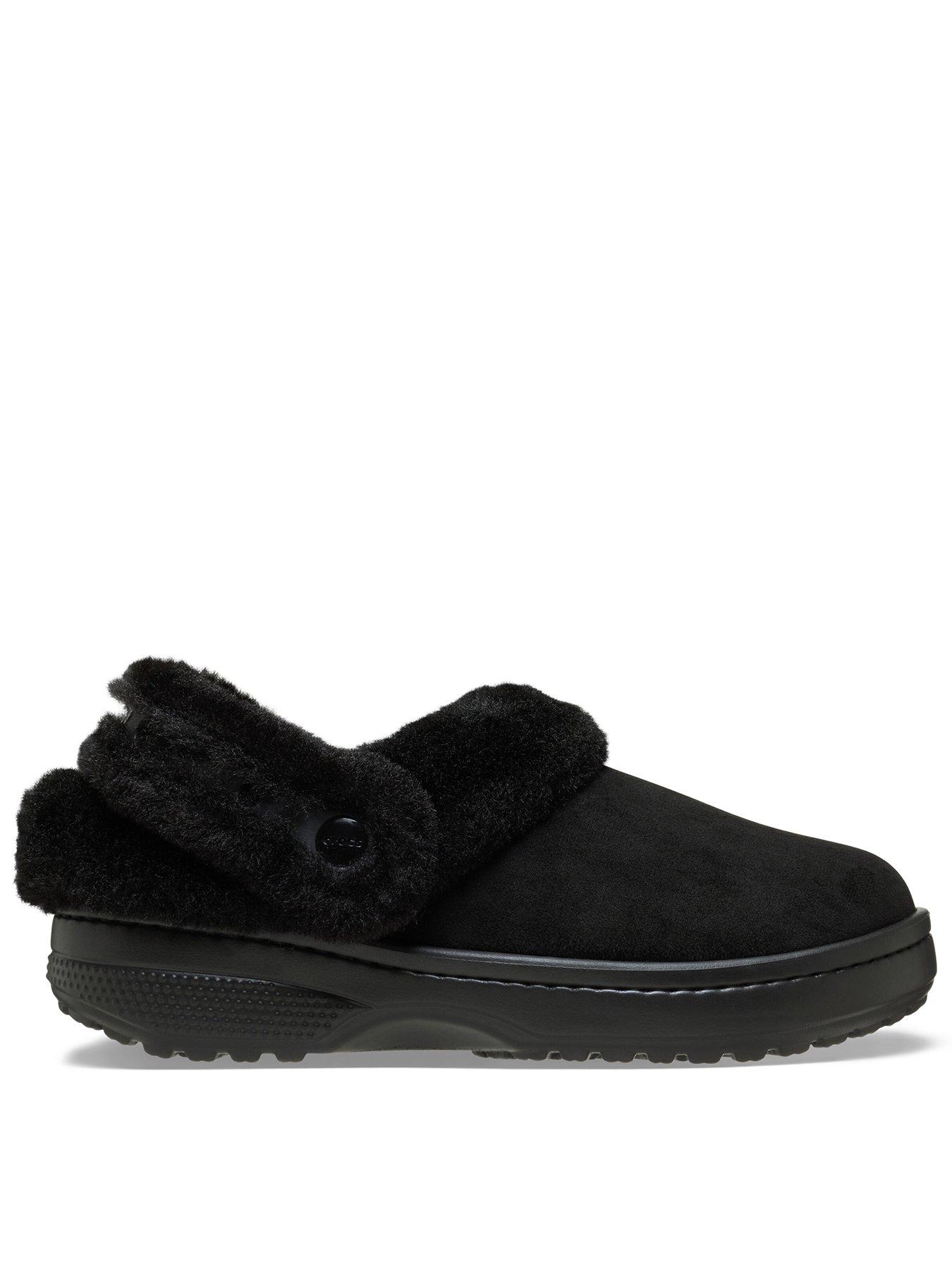 Image 1 of 6 of Crocs Womens Classic Unfurgettable Fuzzy Lined Clogs - Black